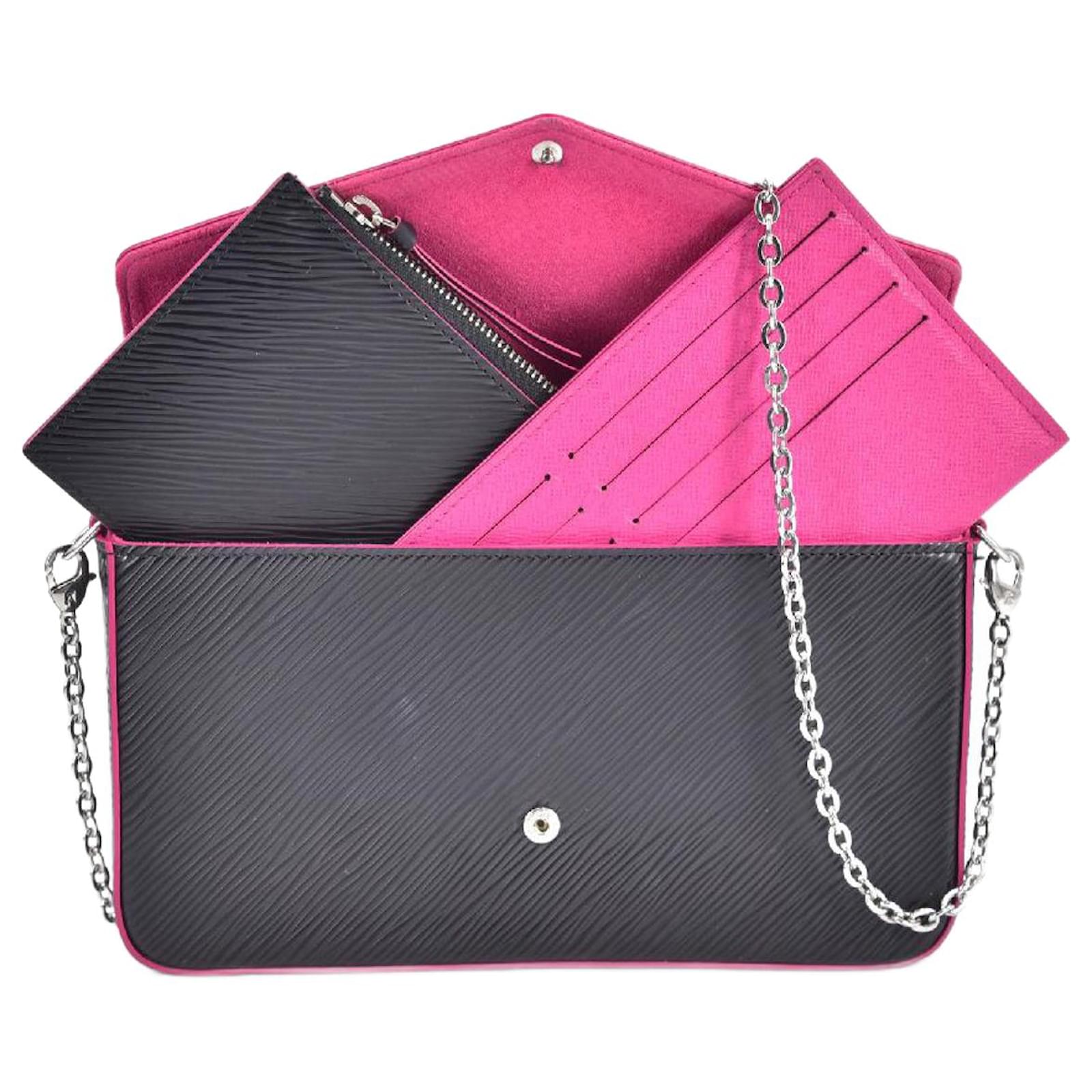 Louis Vuitton Pochette Felicie Epi Hot Pink/Black in Leather with