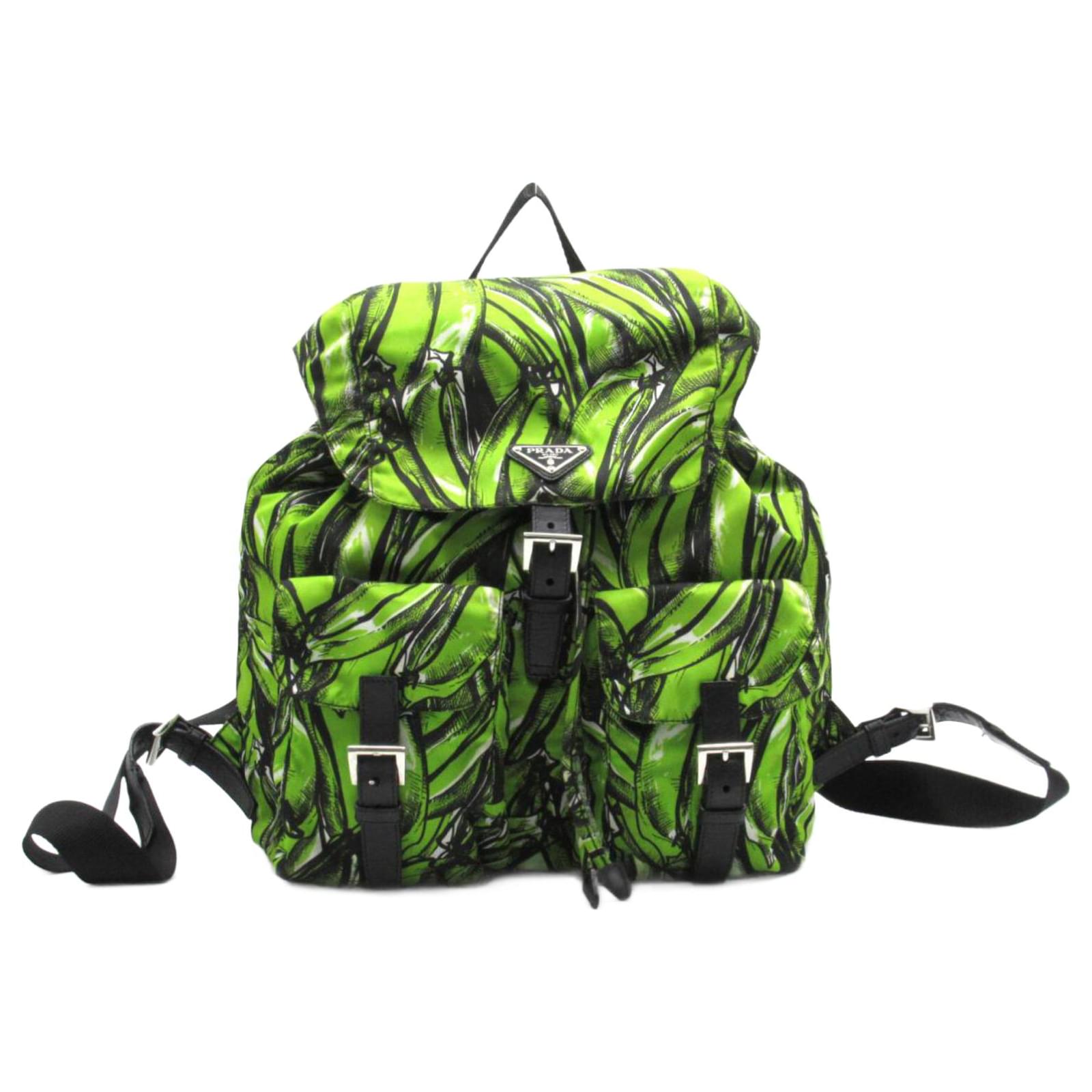 Prada Banana Print Tessuto Backpack Green Cloth ref.733901 Joli Closet