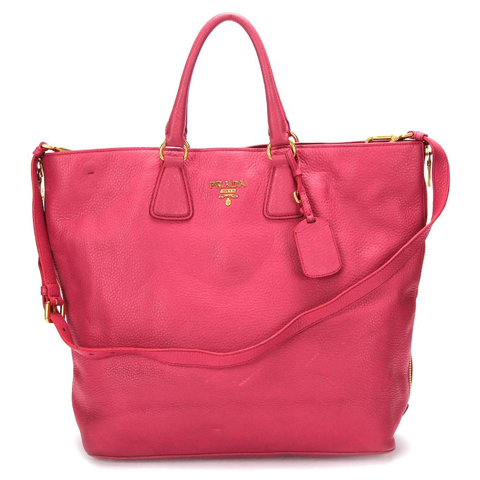 Prada Vitello Daino Shoulder Bag Pink Leather Pony style calfskin