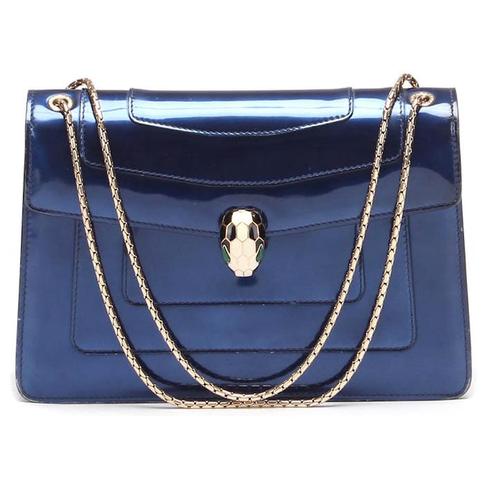 Bulgari Borsa a tracolla Serpenti Forever in vernice Blu Vitello simile a  un vitello  - Joli Closet