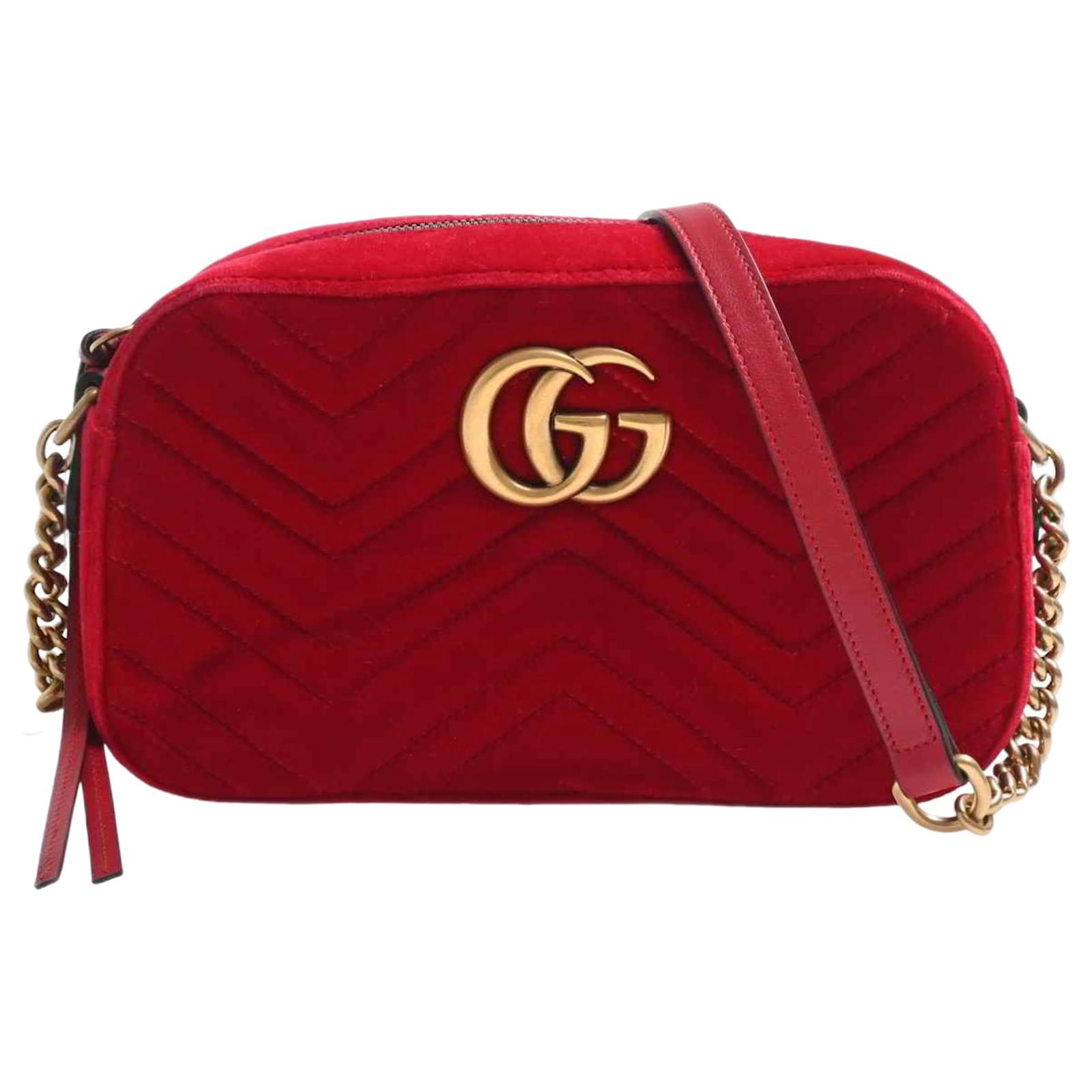 Gucci GG Marmont Velvet Camera Bag in Red