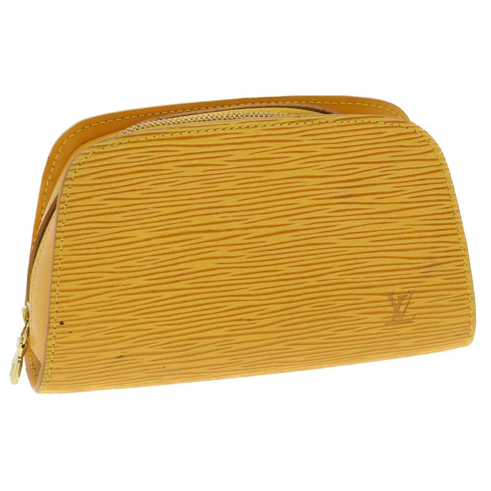 USED Louis Vuitton Yellow Epi Leather Pochette Clutch Bag AUTHENTIC