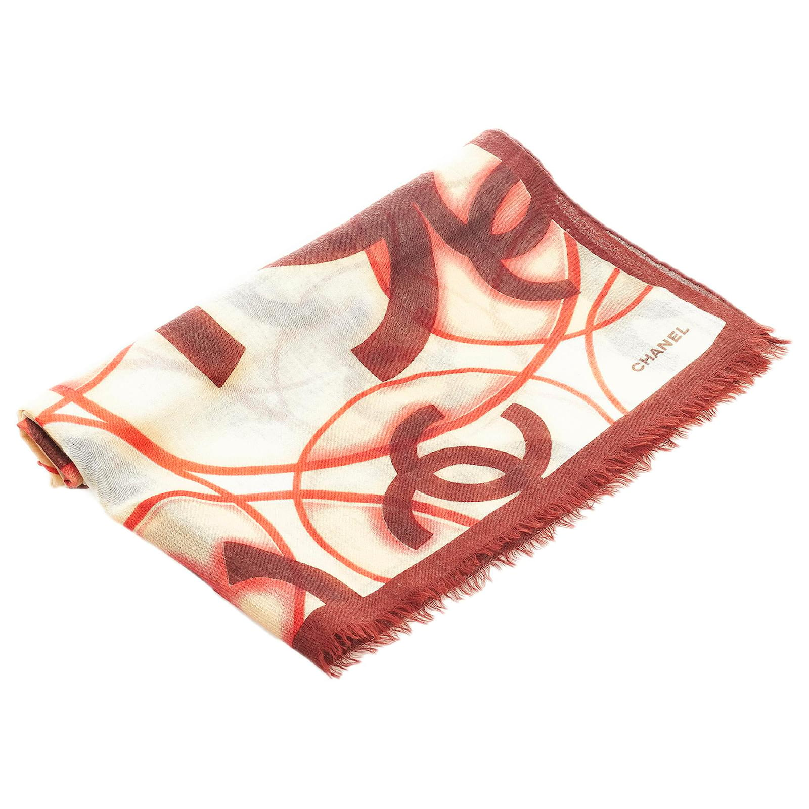 Get the best choiceVintage CC Logo Red Silk Floral Scarf by Chanel