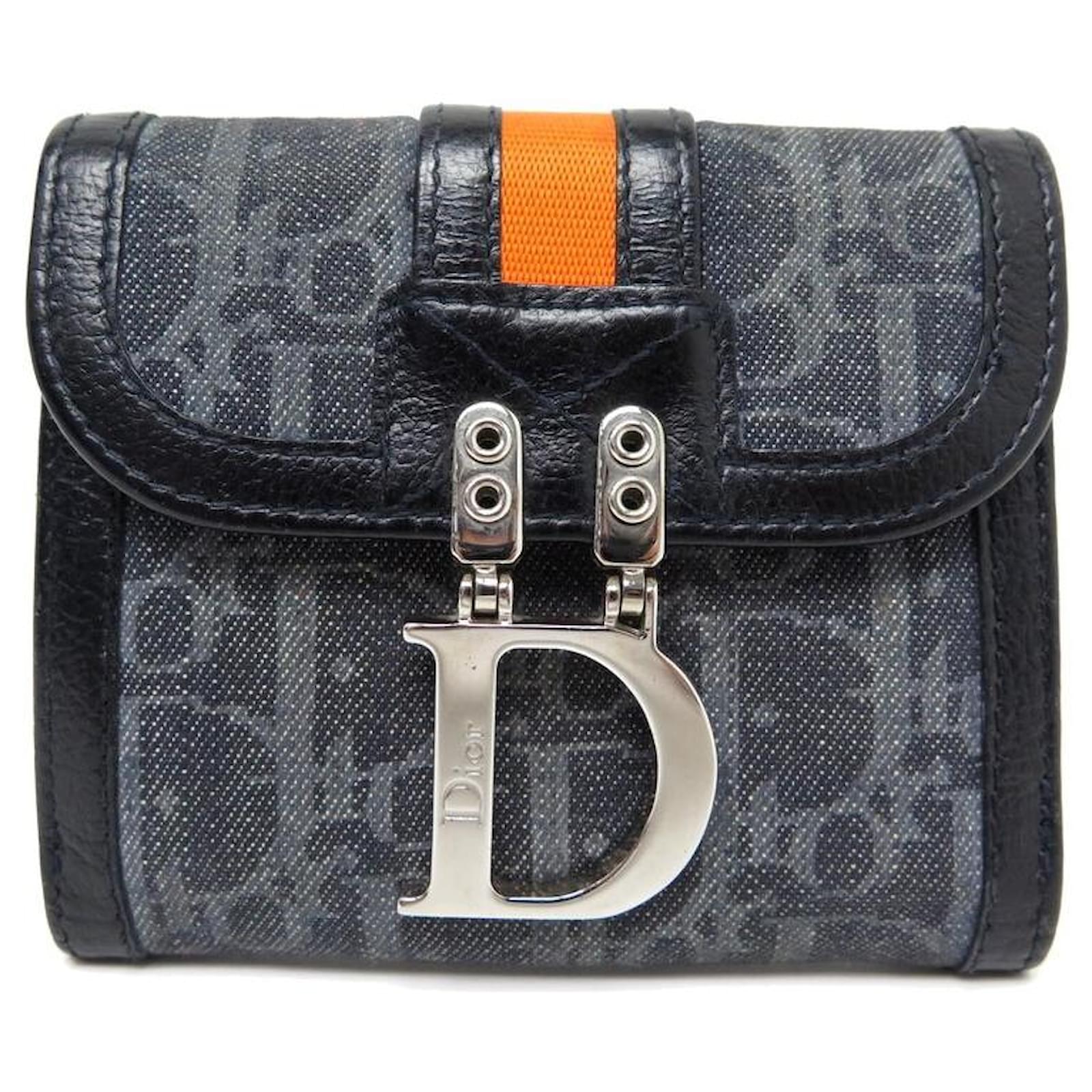 Christian Dior Saddle Bag Dark Grey Oblique Canvas Leather ref