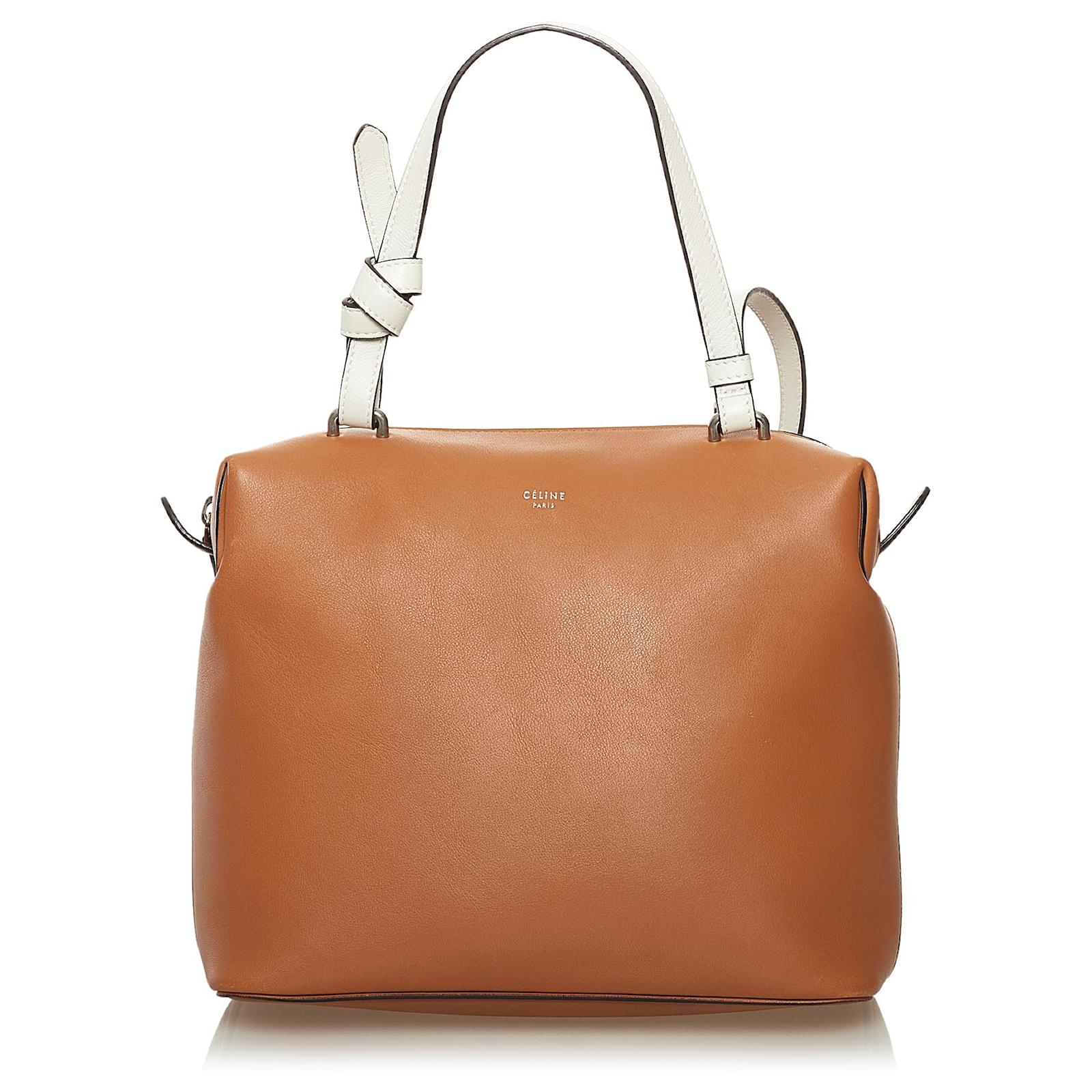 Women's Brown Leather Cube Bag