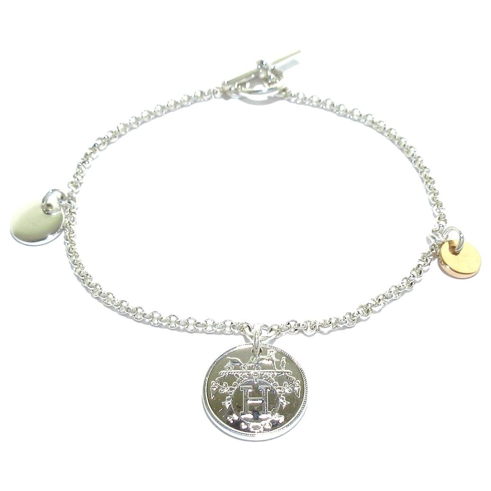 Bracelet Femme Hermès Ex-libris - Or Rose 750/1000 Et Argent 925/1000, Occasion