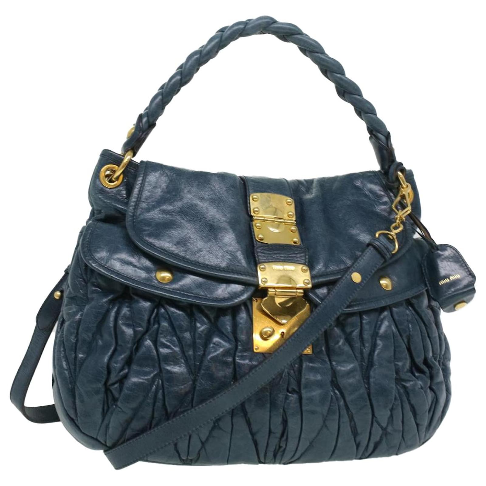 Miu Miu Hand Bag Leather 2Way Light Blue Auth am3435 ref.738749 