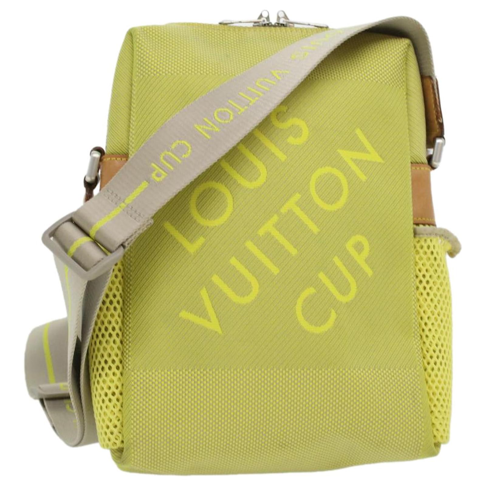 Auth Louis Vuitton Cup Damier Geant Weatherly Shoulder Bag Yellow
