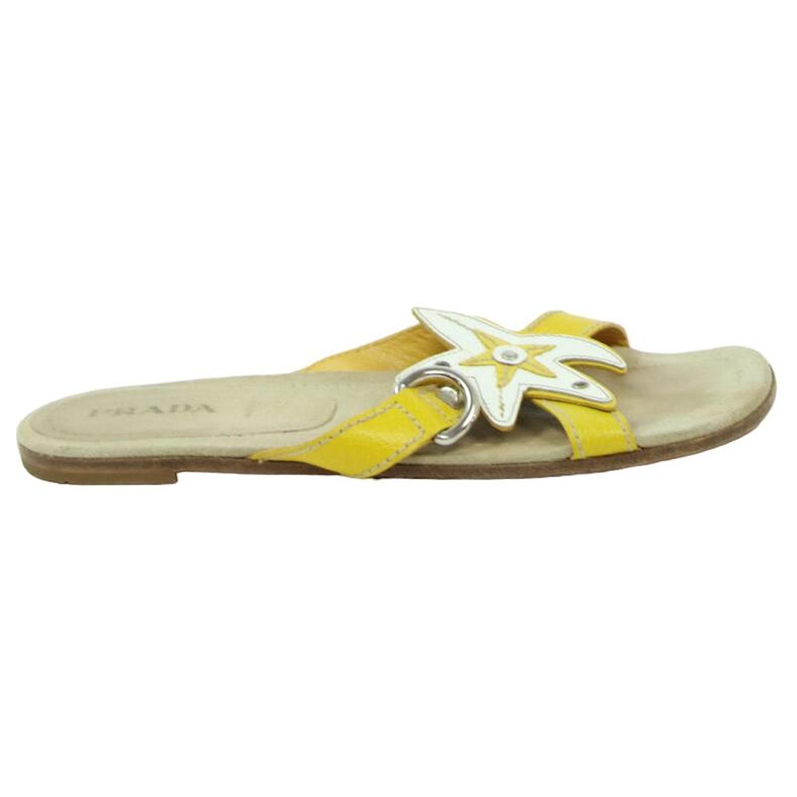 prada sandals 39 Yellow Leather  - Joli Closet