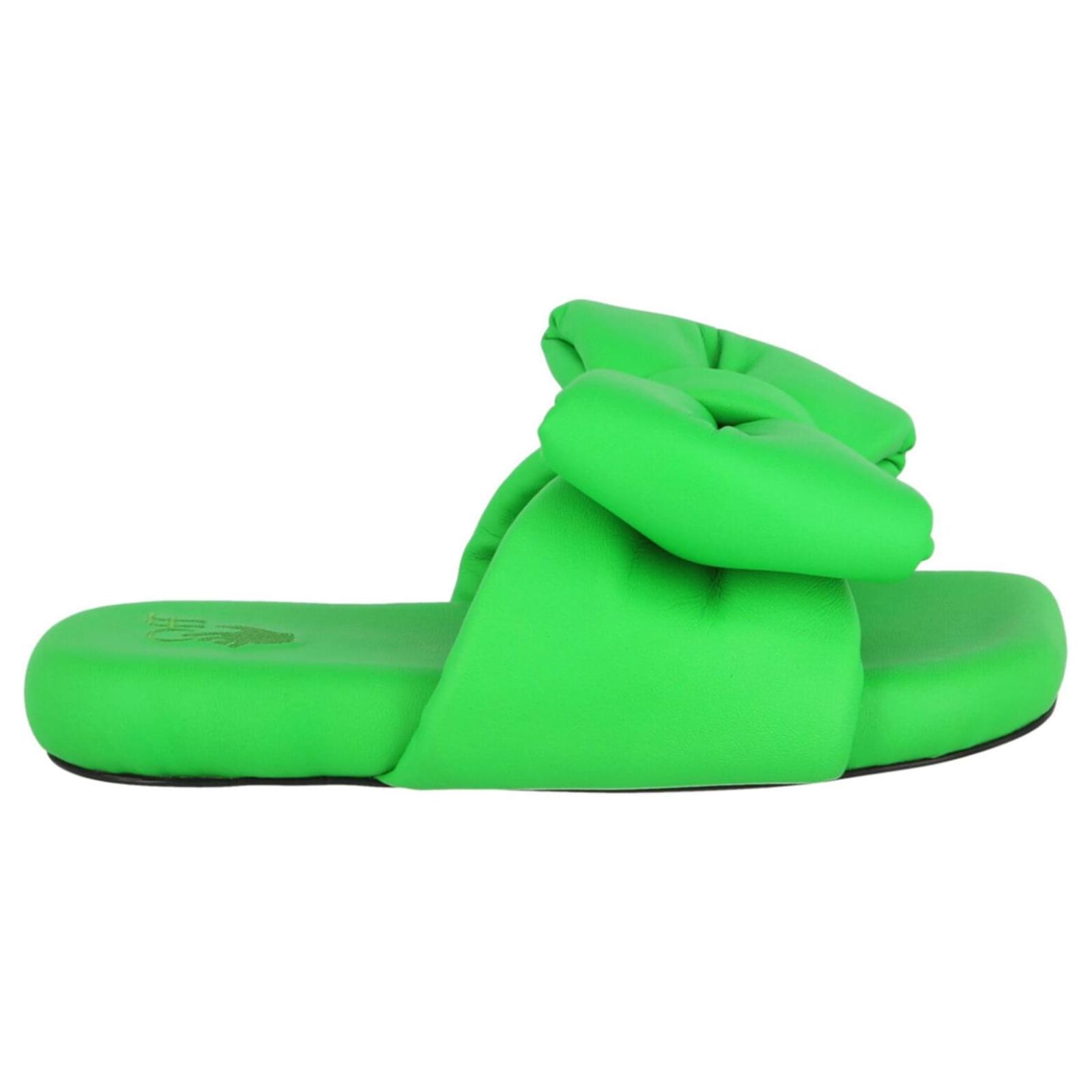 Off White Off White Nappa Extra Padded Slipper Green Leather Pony style calfskin ref.739826 Joli Closet