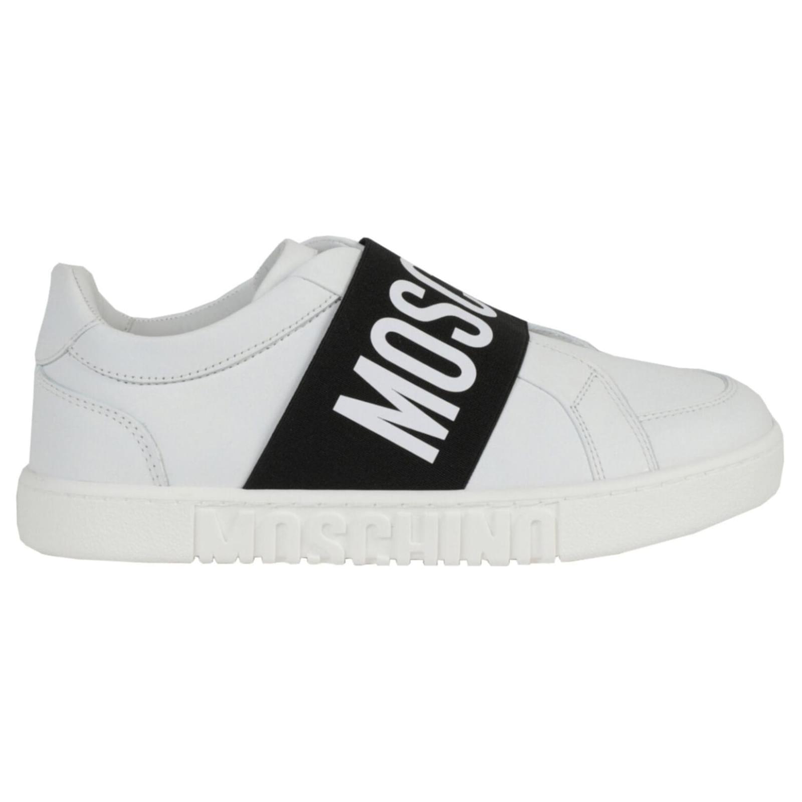 Baskets à bande logo Moschino Blanc Joli Closet