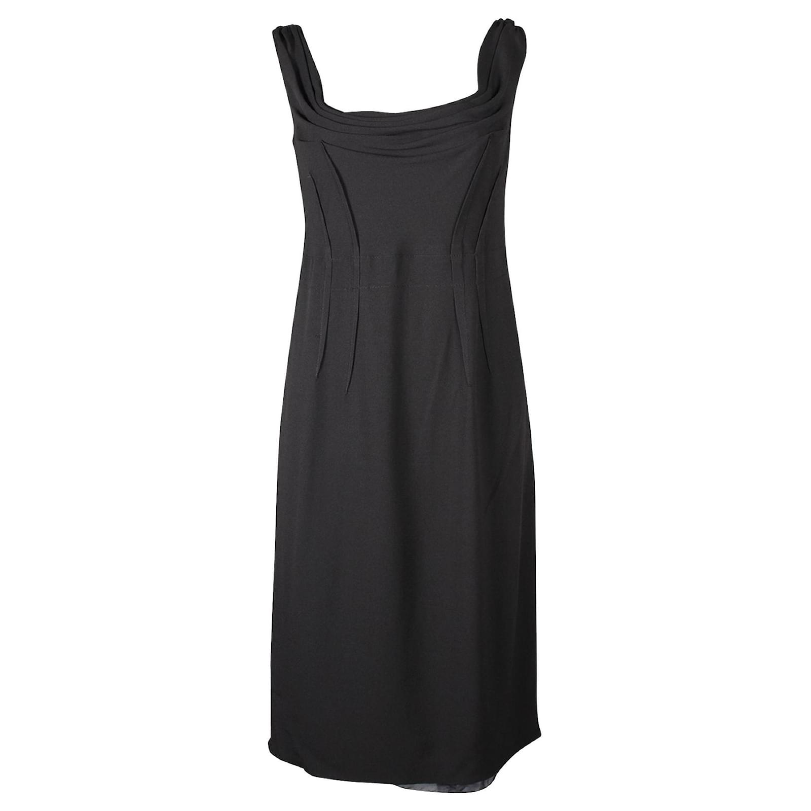 Prada Black Midi Dress with Cowl Neck Acetate Cellulose fibre ref ...