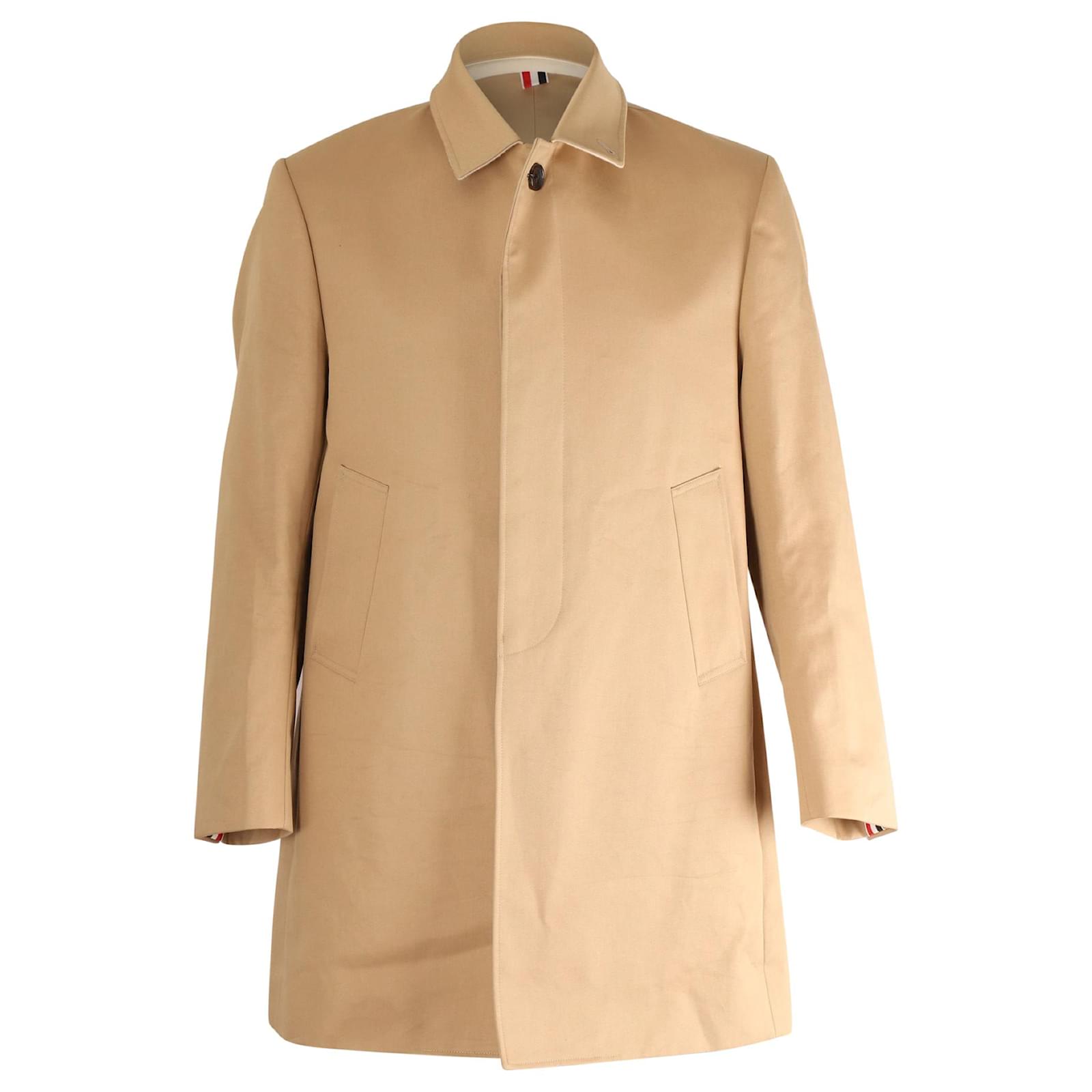 Thom Browne Mackintosh Bal Collar Classic Overcoat in Beige Cotton