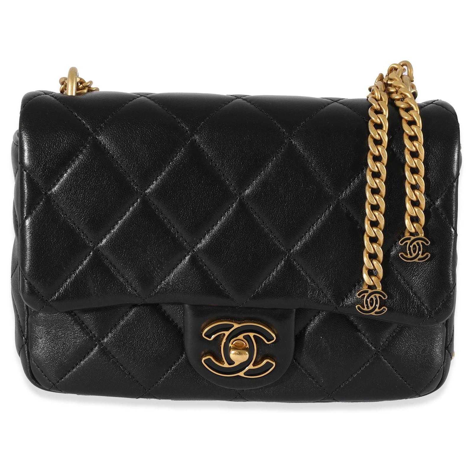 Timeless Chanel Black Lambskin Enamel Pending Cc Mini Square Flap  ref.740949 - Joli Closet