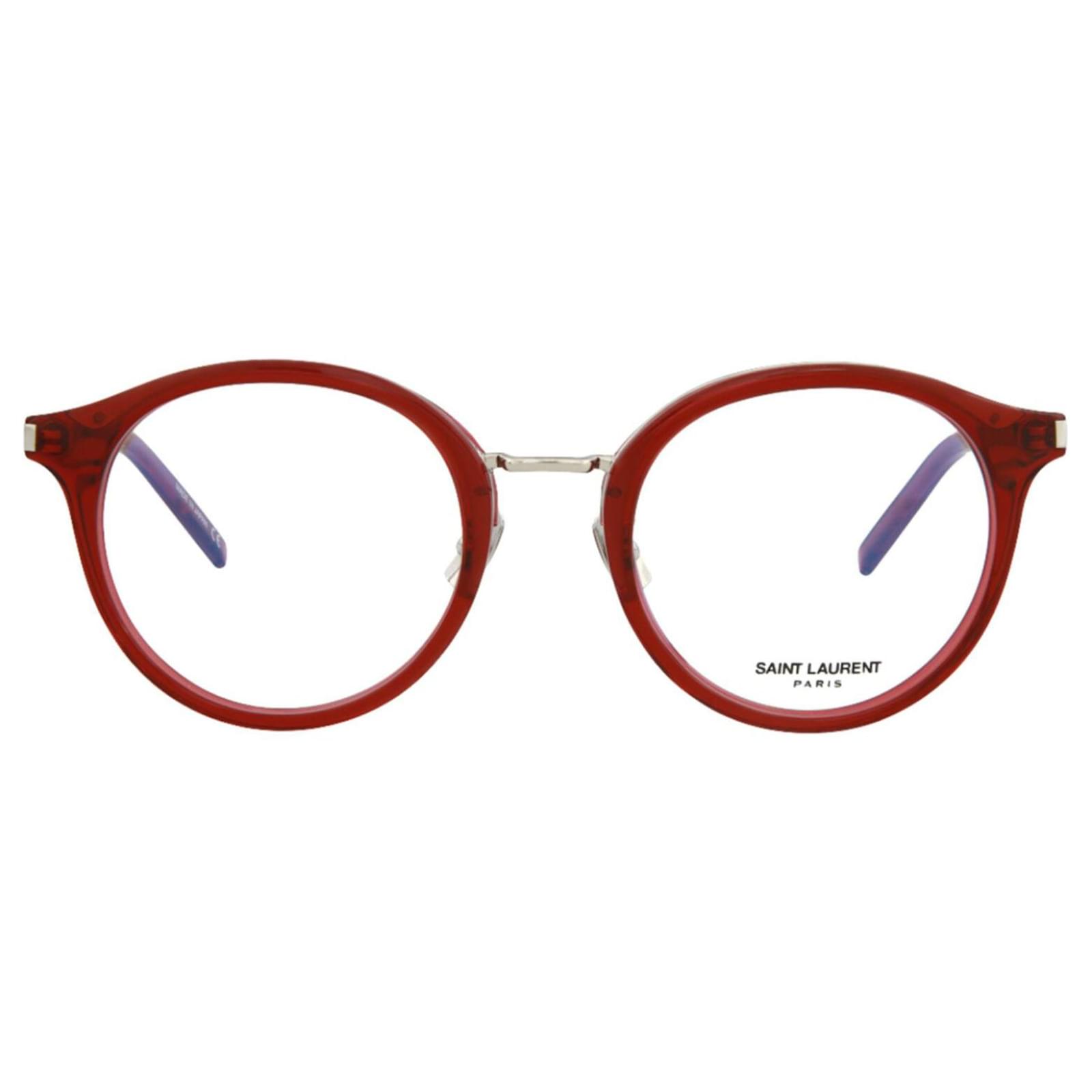 Saint Laurent Round-Frame Acetate Optical Frames Red Cellulose fibre ref.741390 - Joli Closet