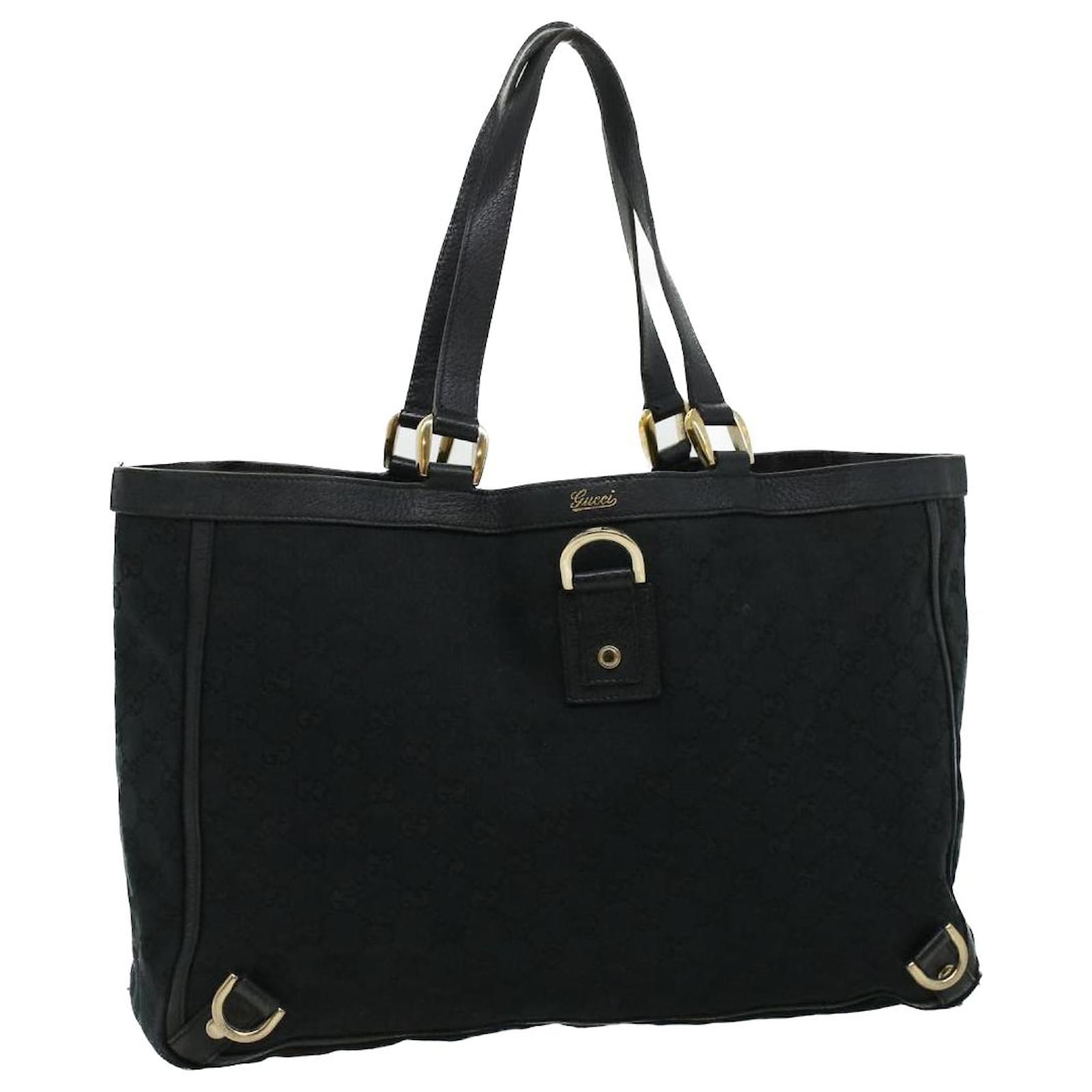 Leather Gucci Canvas Tote Bag Black GUCCI GG Canvas Abbey