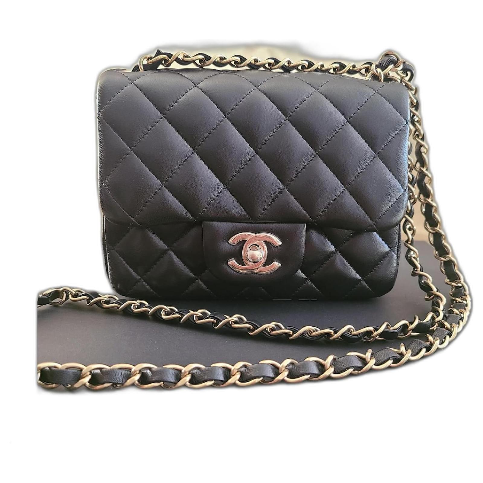 Chanel Vintage Square Classic Mini Single Flap Quilted Black