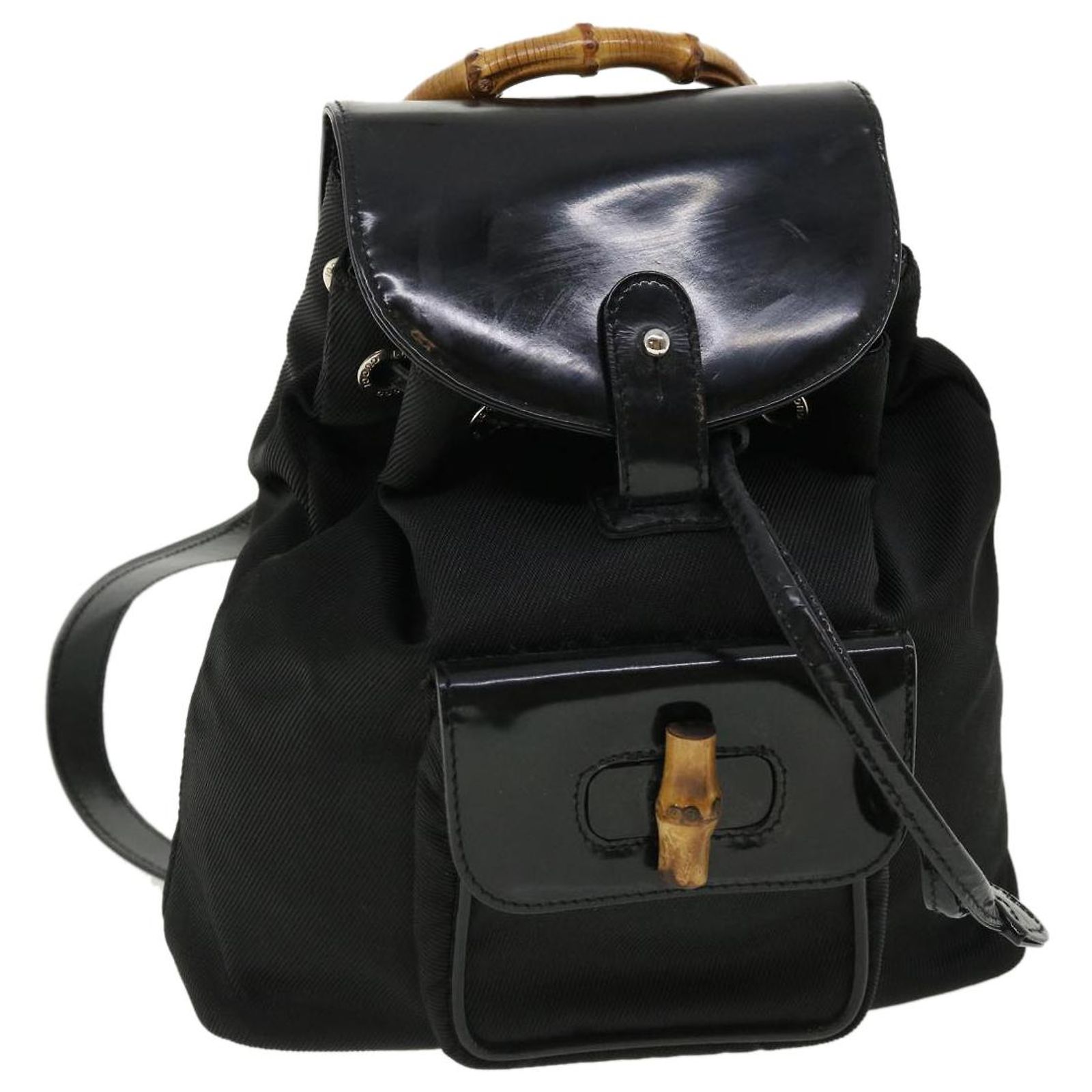 GUCCI Bamboo Backpack Nylon Black Auth tb299 ref.742462  display picture 3