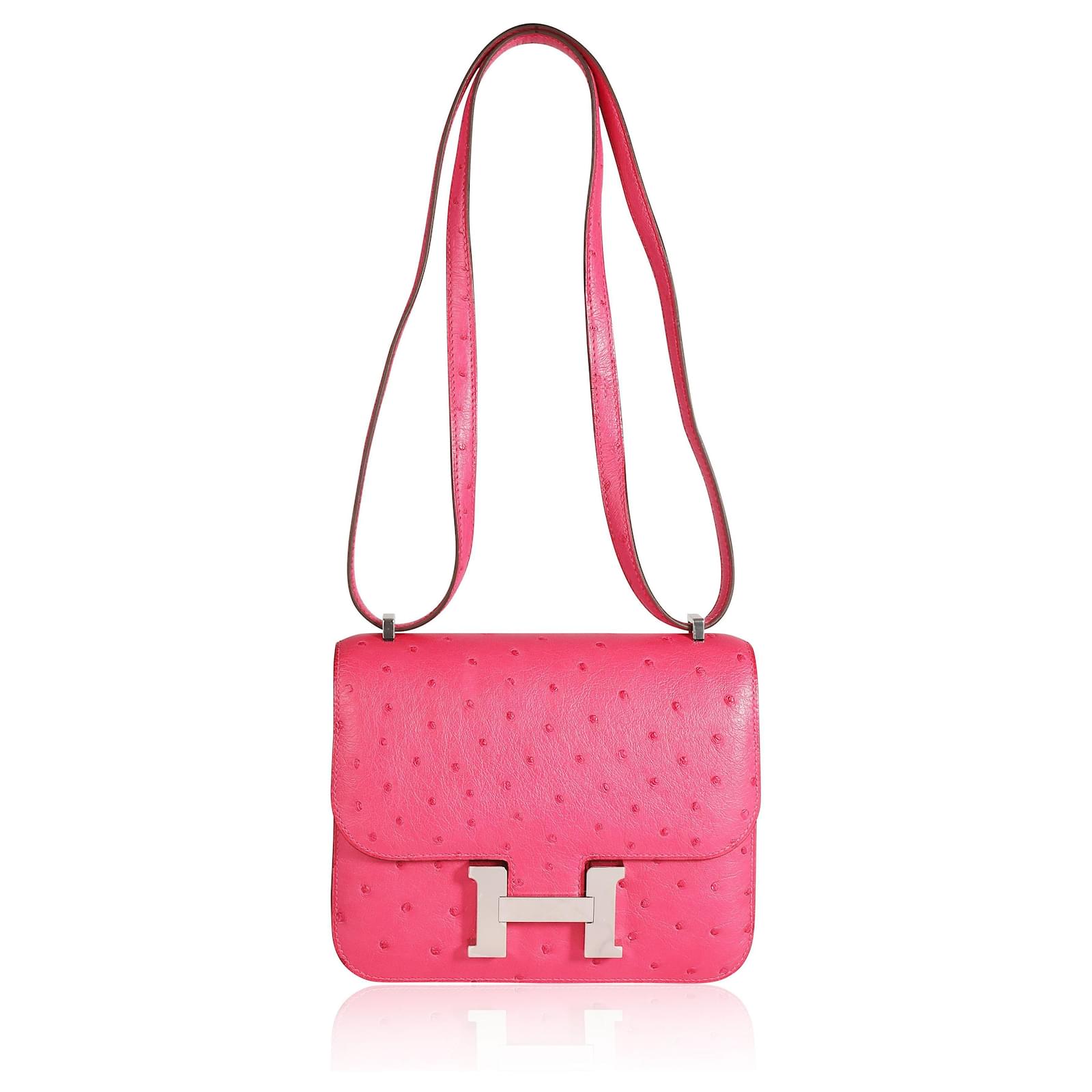 Constance Hermes Hermes Rose Tyrien StrauB Konstanz 18 PHW Pink Leder StrauBenleder ref.744102 Joli Closet