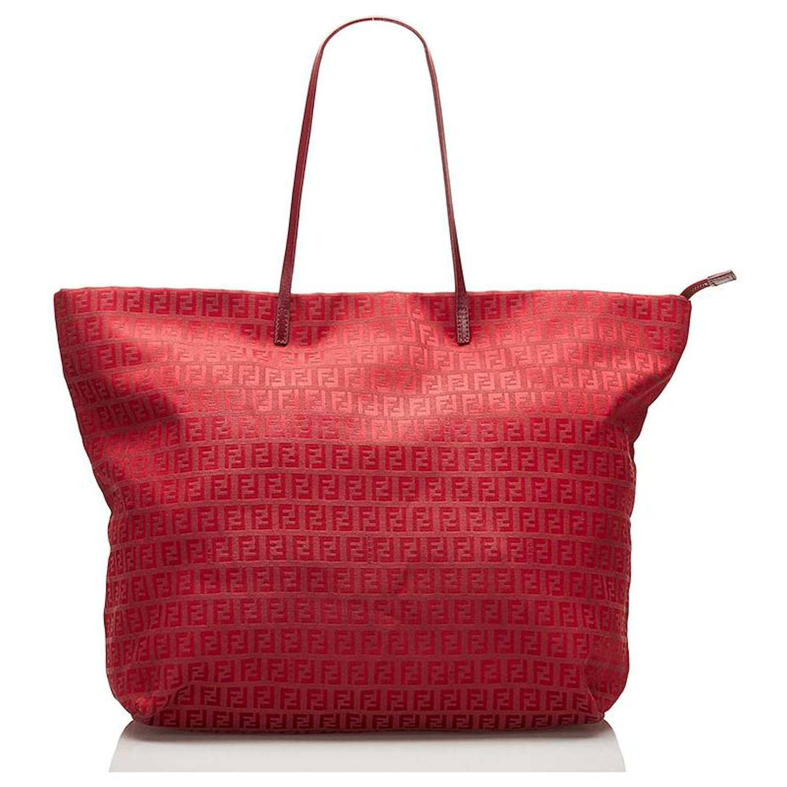 Fendi Zucca Roll Shopper Tote Bag Red Cloth ref.745323 - Joli Closet