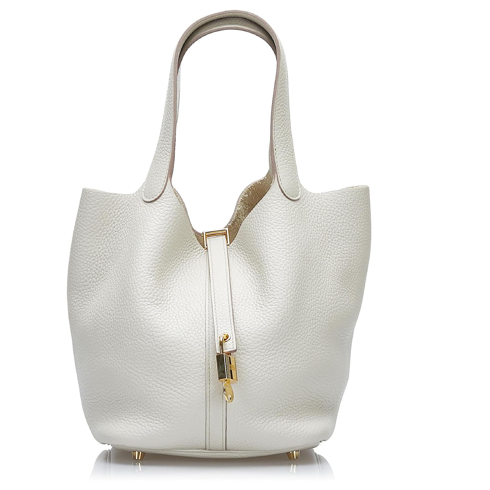 Hermes White Clemence Picotin 22