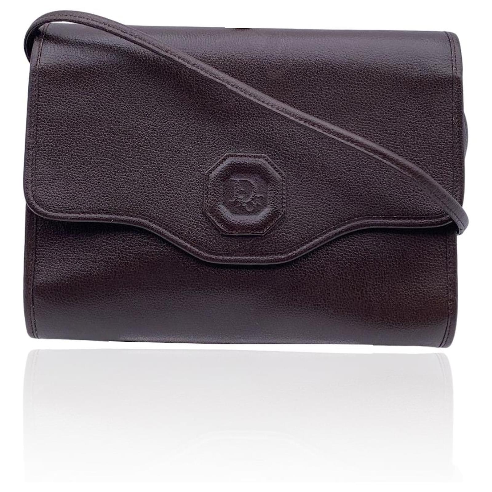 Christian Dior Vintage Brown Leather Small Messenger Crossbody Bag ref