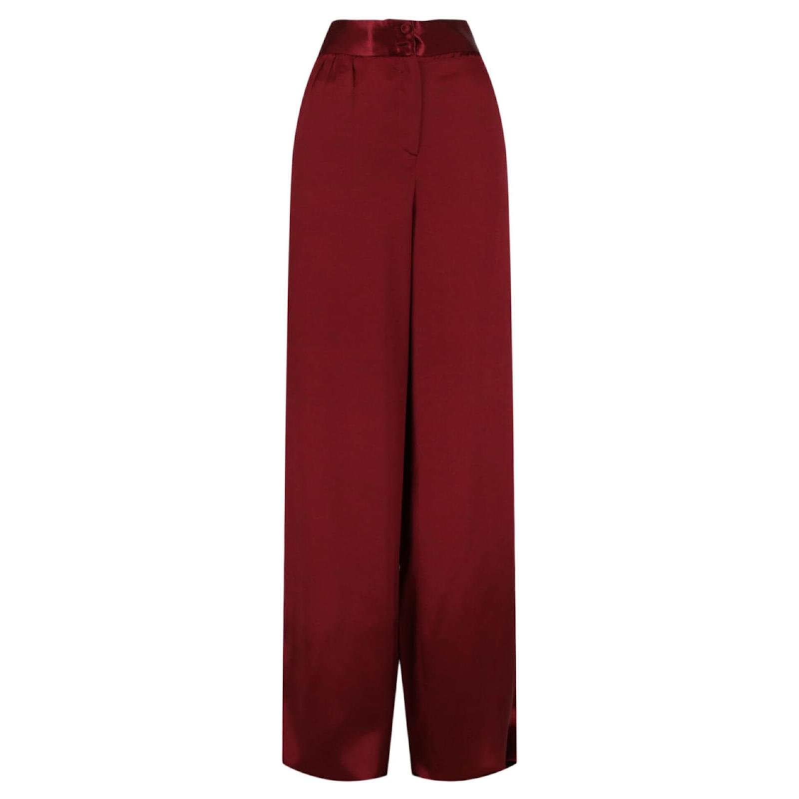 Bottega Veneta Wide Leg Trousers Red Silk ref.746936 - Joli Closet