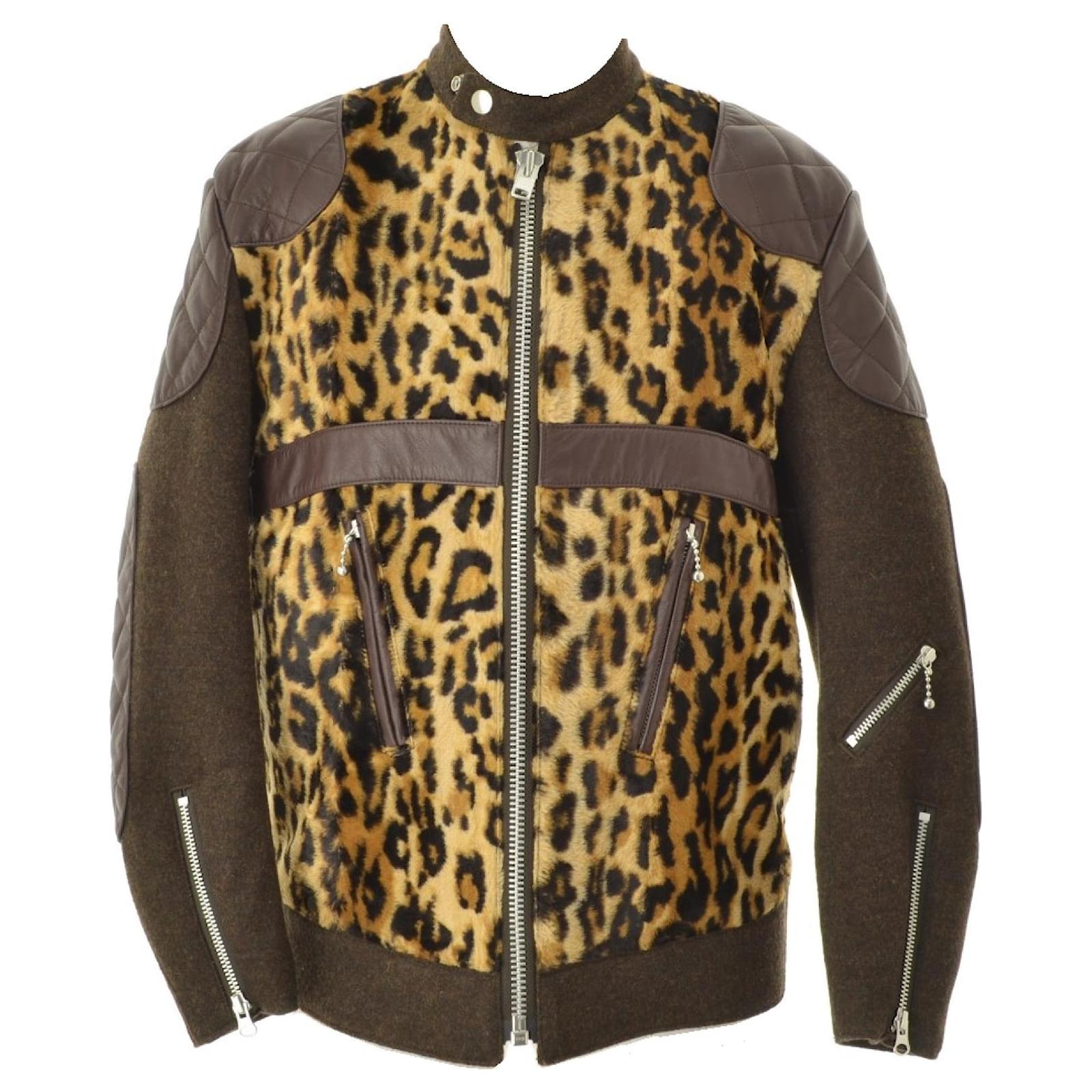 Junya Watanabe Rider Jacket Leopard print Wool Rayon Faux fur ref ...