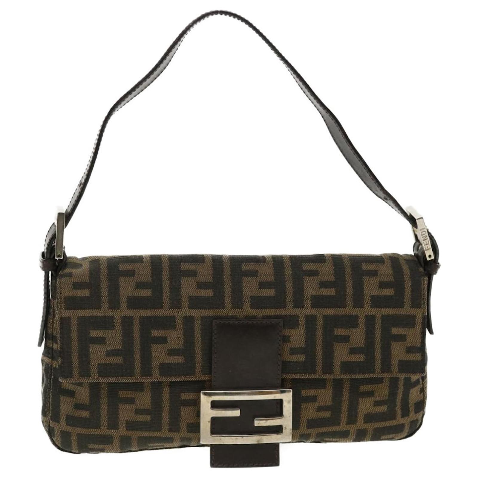 Fendi Zucca Canvas Mamma Baguette Shoulder Bag Cream 2119 26325