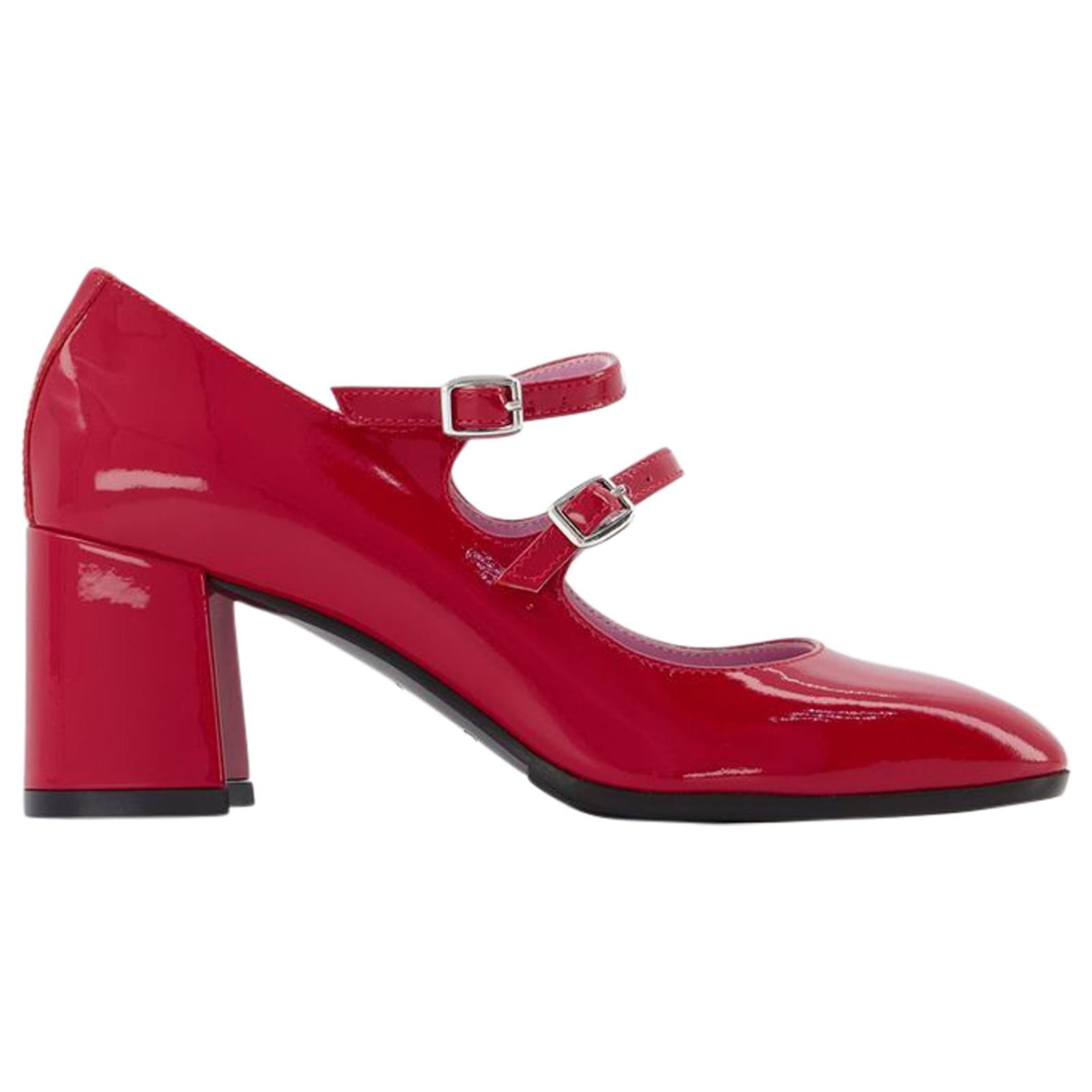 Escarpins Alice Carel Rouge Cuir Verni Joli Closet