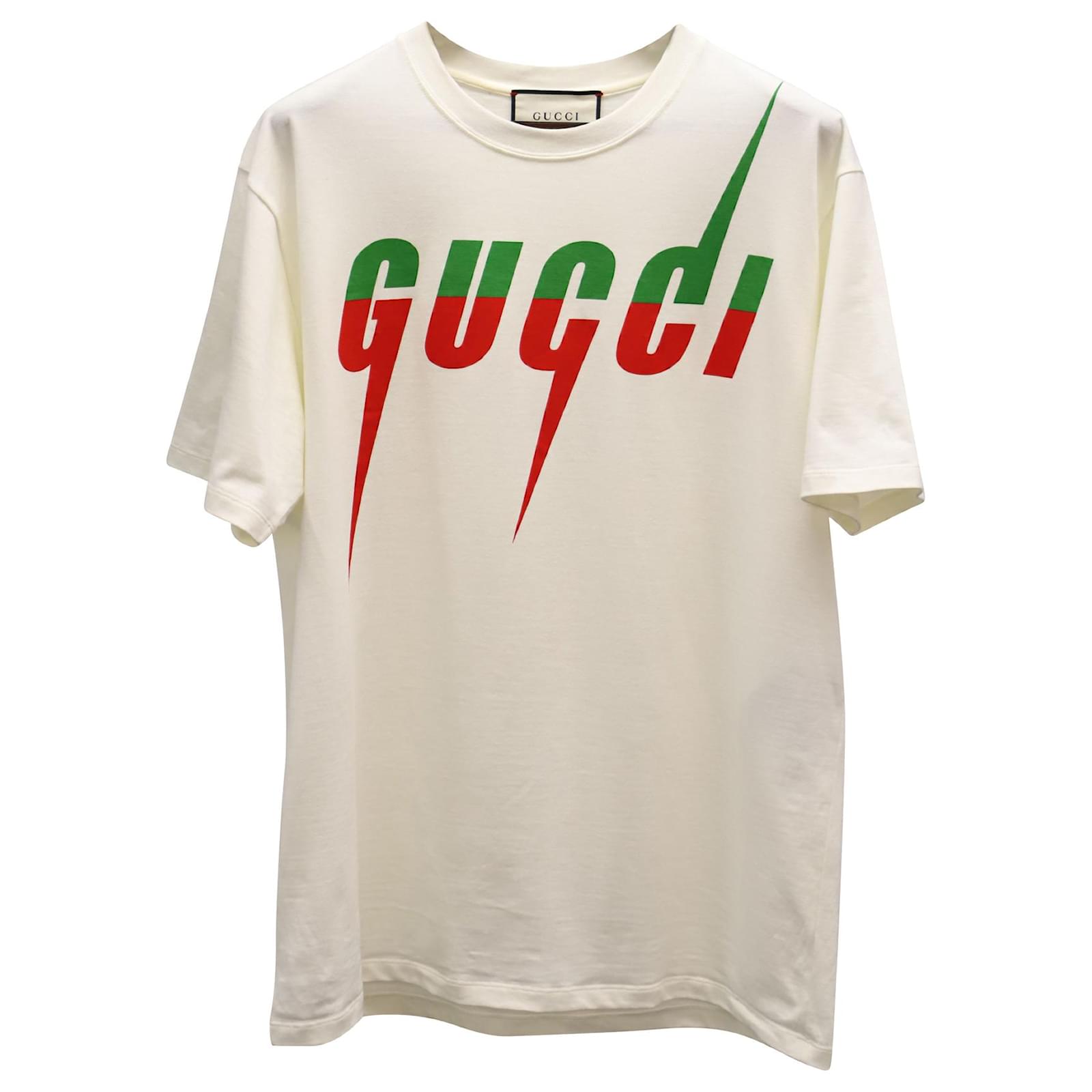 Nysgerrighed etc apt Gucci Blade Logo Print T-shirt in Cream Cotton White ref.749038 - Joli  Closet