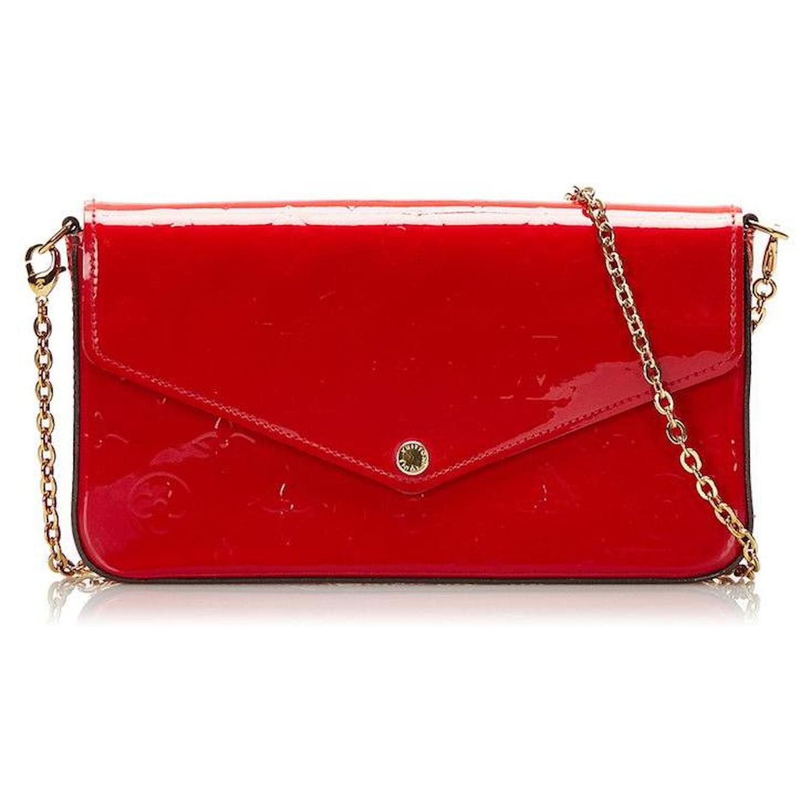 Louis Vuitton Red Monogram Vernis Pochette Felicie Leather Patent