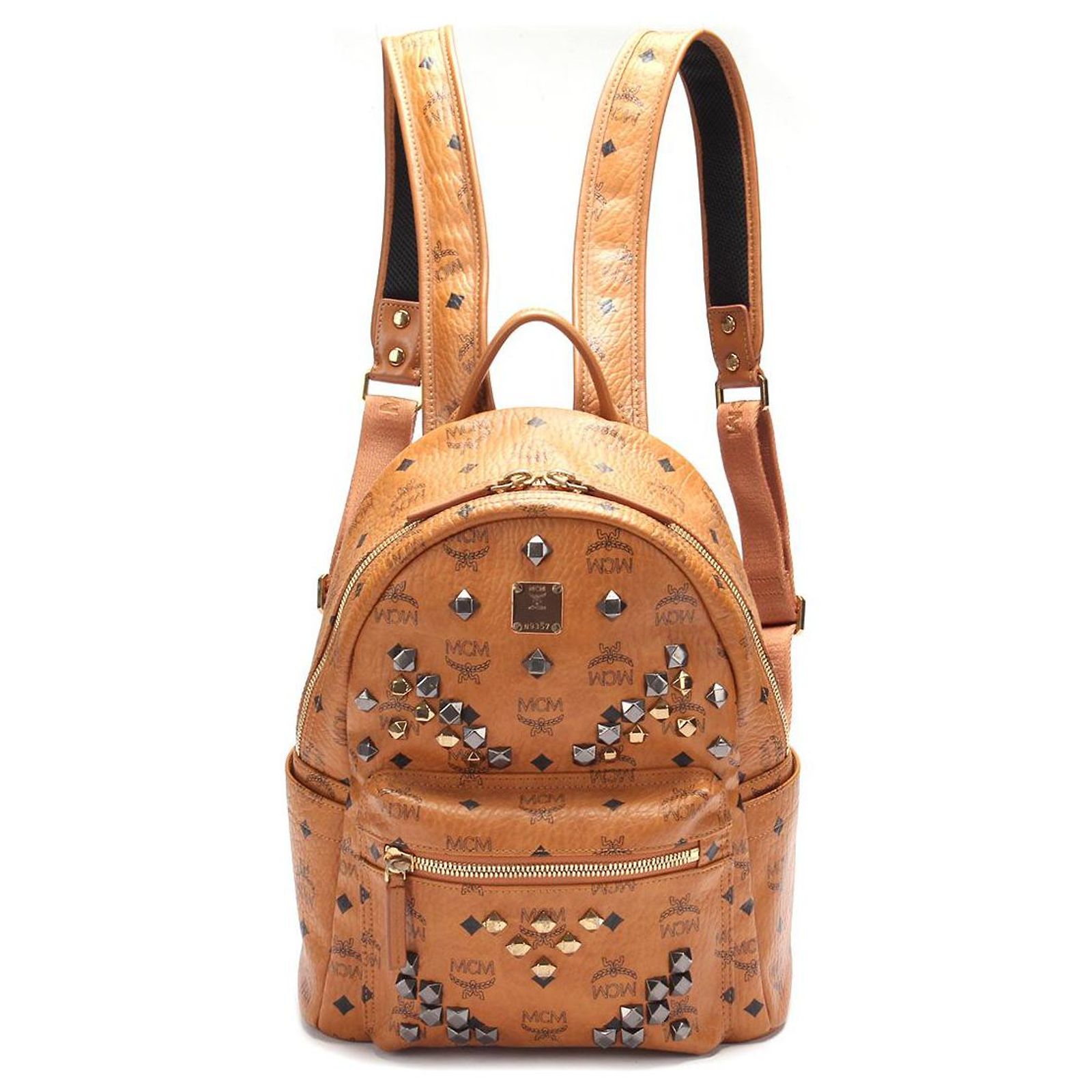 Retro M Studs Stark Backpack in Visetos MCM Stark Side Stud Visetos Canvas Black Backpack Bag main image 2