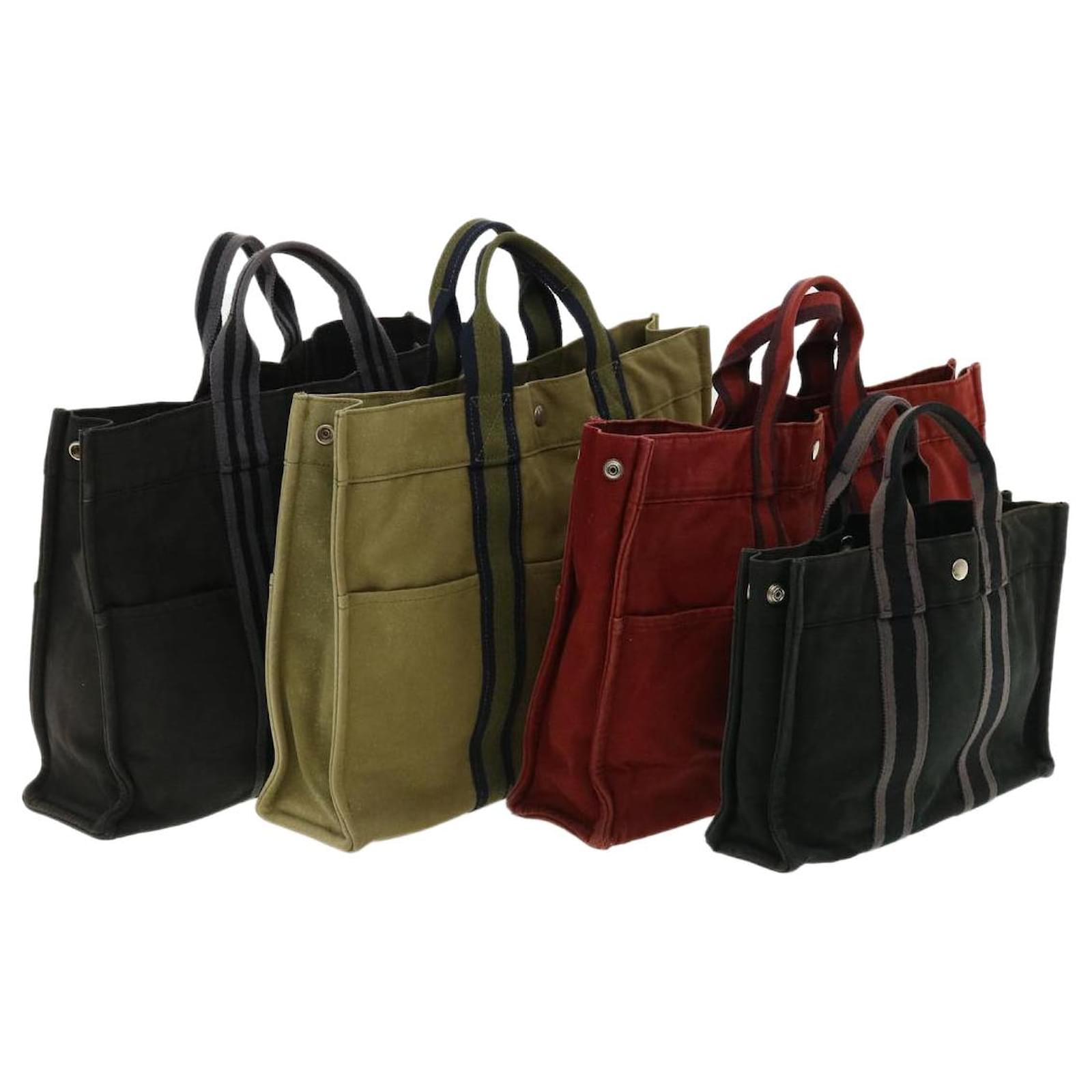 Hermès HERMES Fourre Tout Hand Bag 4Set Black Khaki Red Auth fm1891 Cloth  ref.749548 - Joli Closet