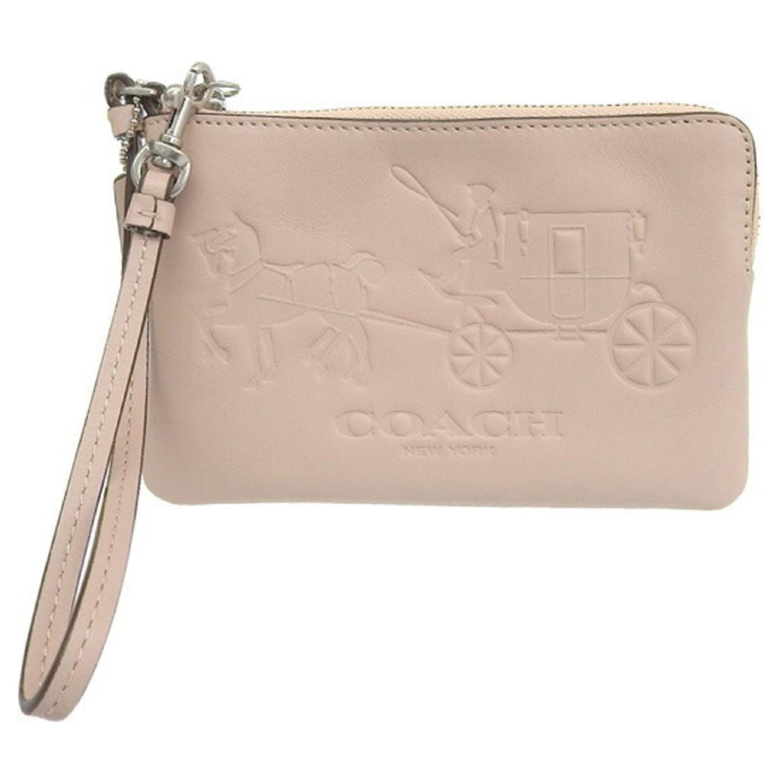 Coach Pleated Leather Wristlet Rose Pink Silver Clip In Clutch Pouch Bag -  $31 - From Emmie