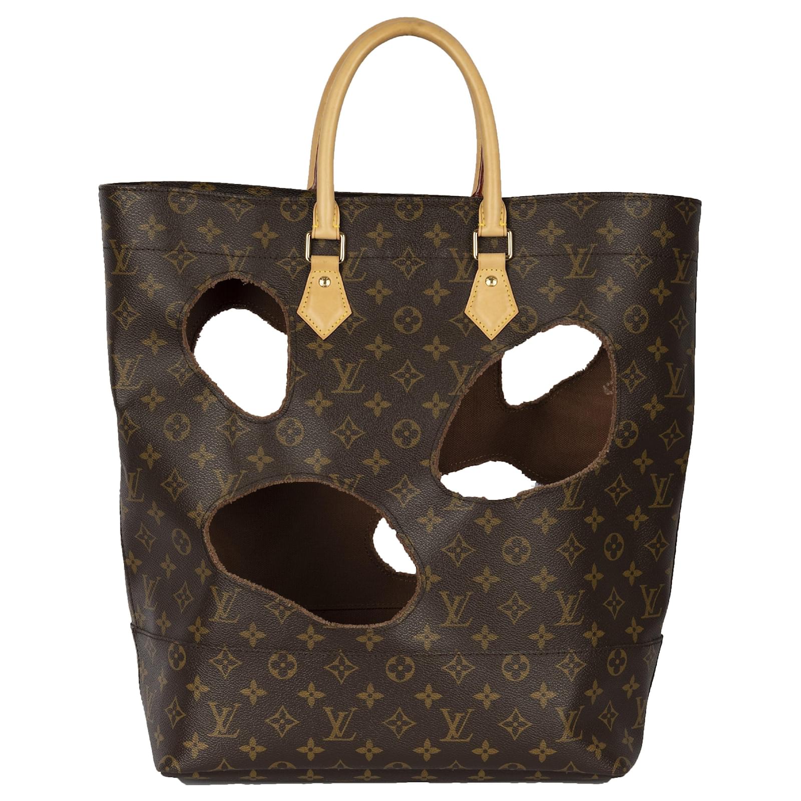 Louis Vuitton Monogram Braided V Tote MM White Leather Shoulder