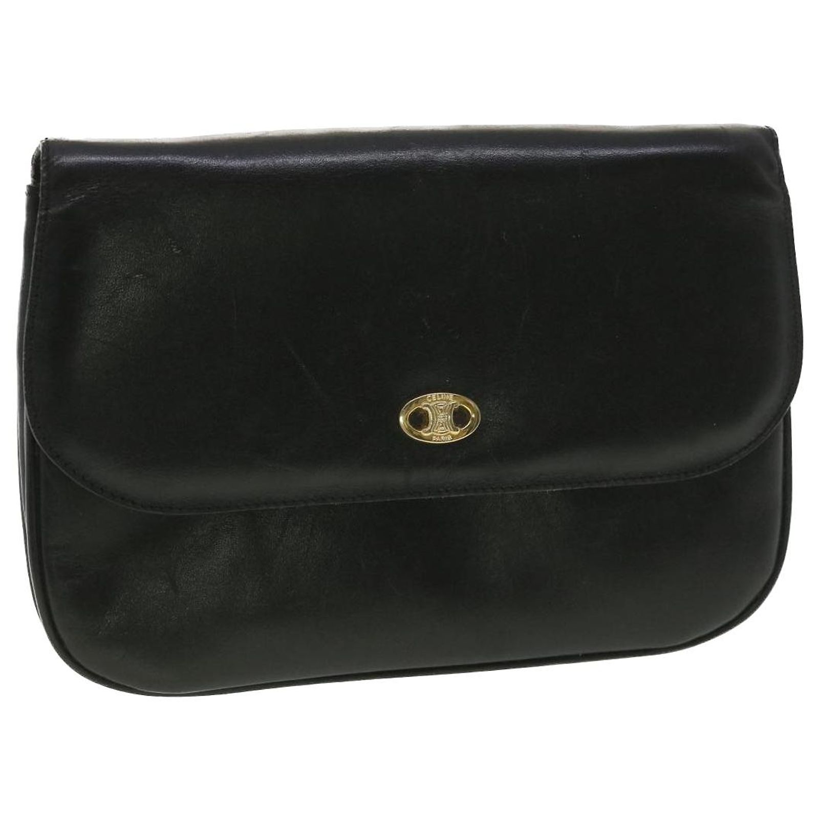Sac Bandoulière En Cuir Noir XXI Secolo - Taille Medium, Fabriqué En Italie, Occasion