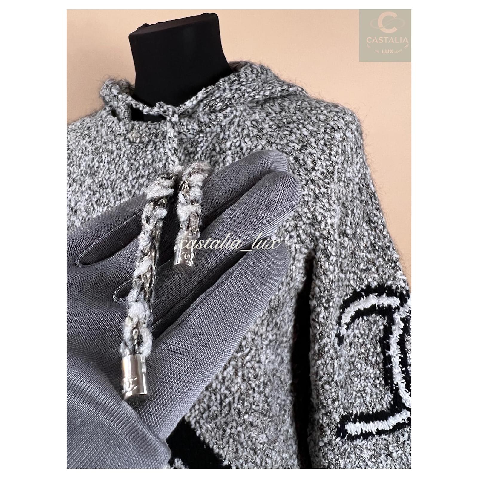 Chanel Super RARE CC Penguin Hoodie Grey Silk - Joli