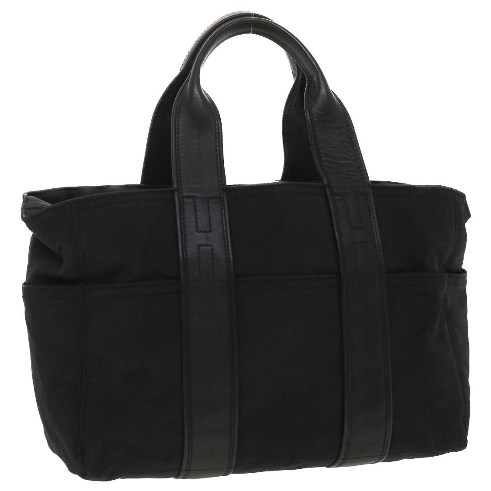 Sac Hermès Acapulco - Taille Moyenne - Cuir Et Toile - Occasion Très Bon État