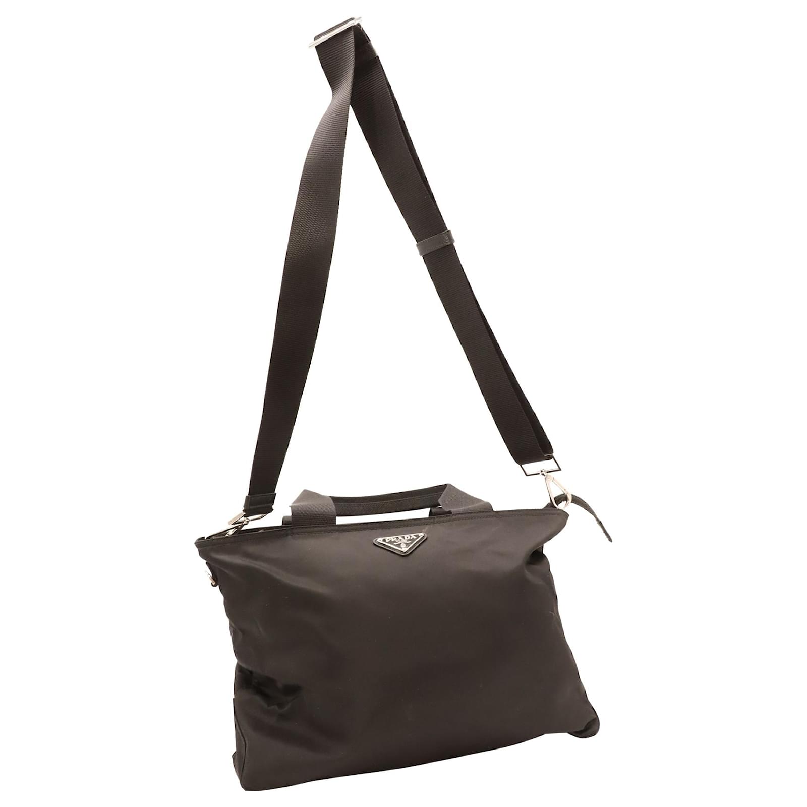 Prada Logo Two-Way Tote Bag in Black Nylon ref.753842 - Joli Closet