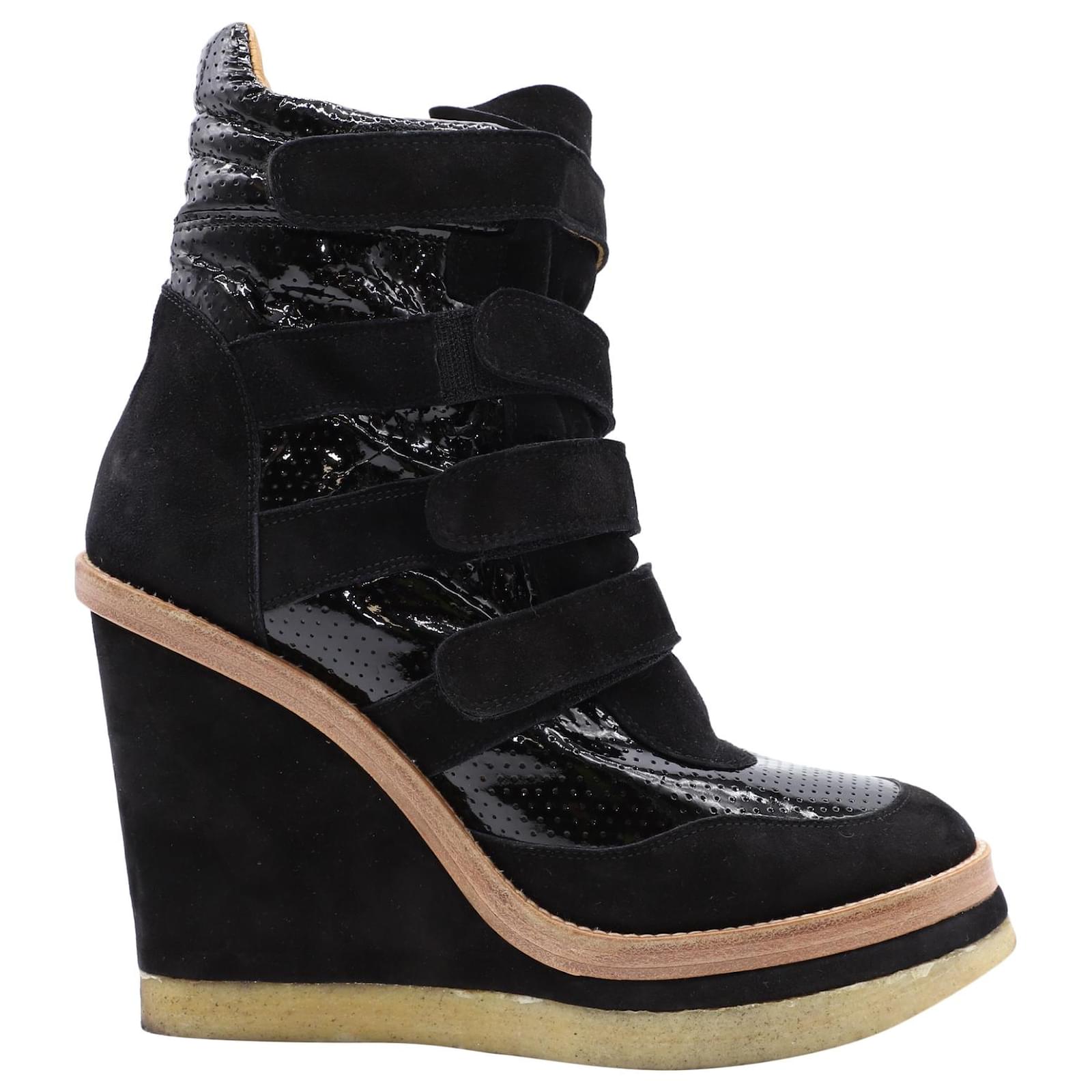 Vild Uoverensstemmelse melodisk Isabel Marant Benny Wedge Sneaker in Black Leather ref.753961 - Joli Closet