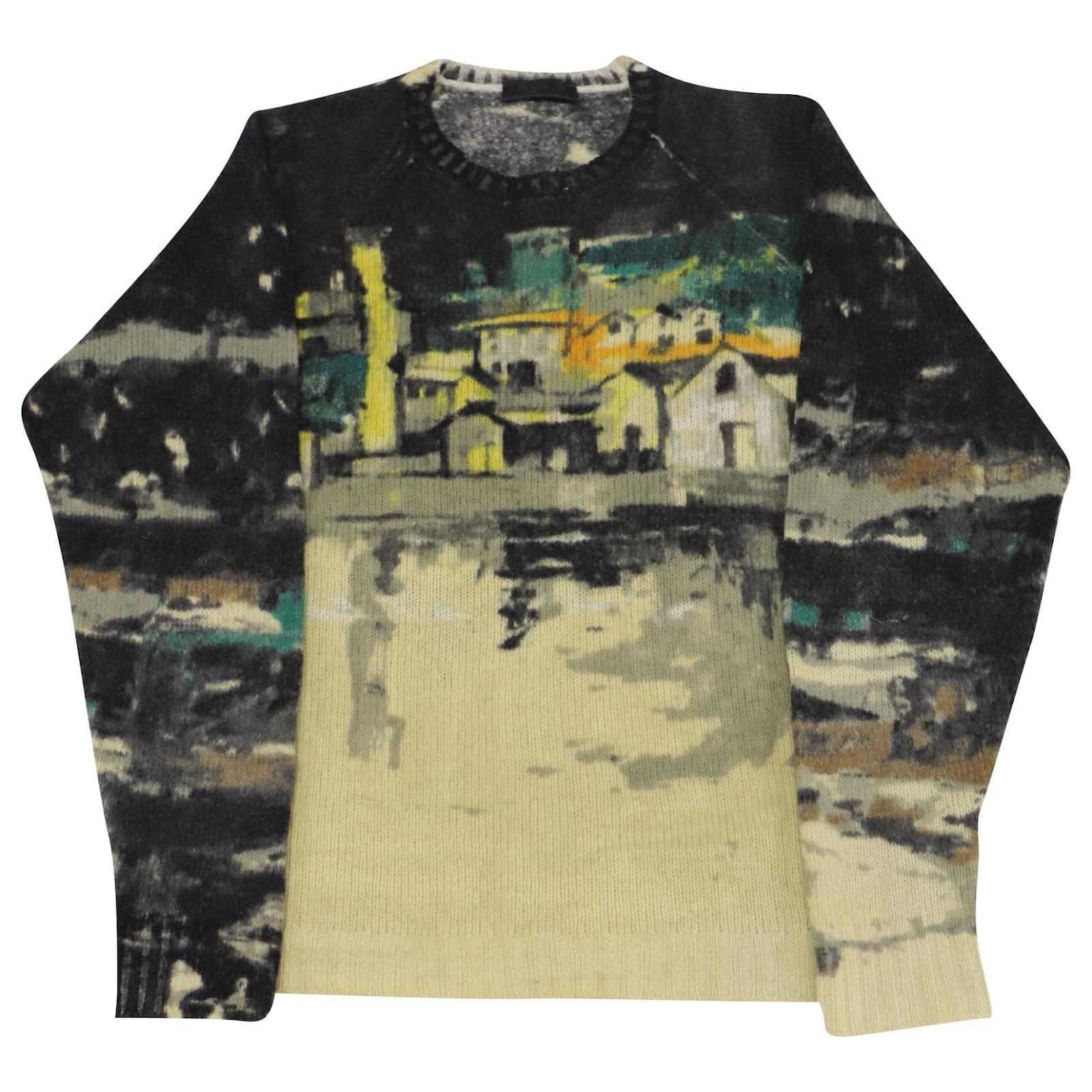 Prada Shetland Village Pullover aus mehrfarbiger Wolle Mehrfarben