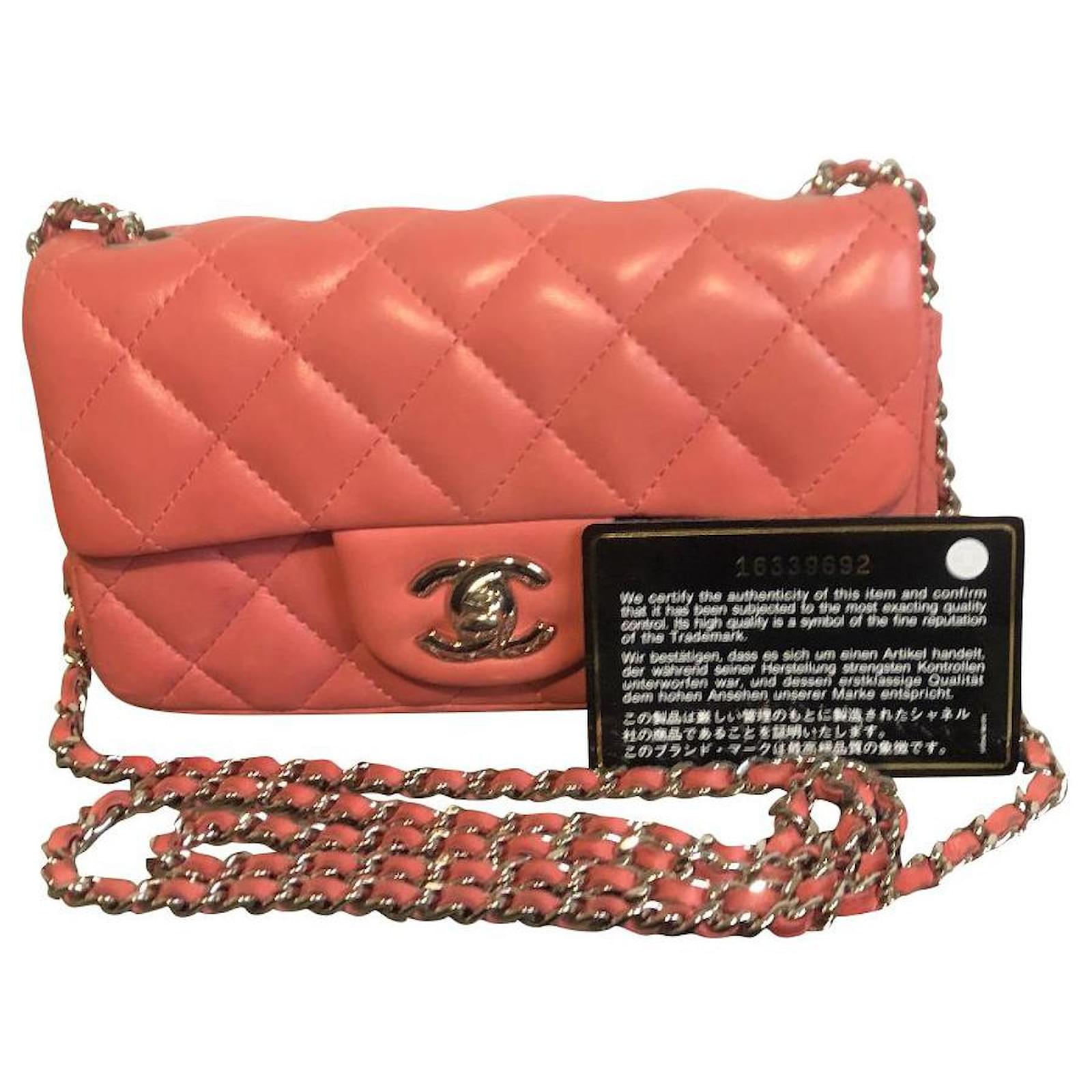 Extra Mini Coral Pink Lambskin Timeless Classic Flap Bag