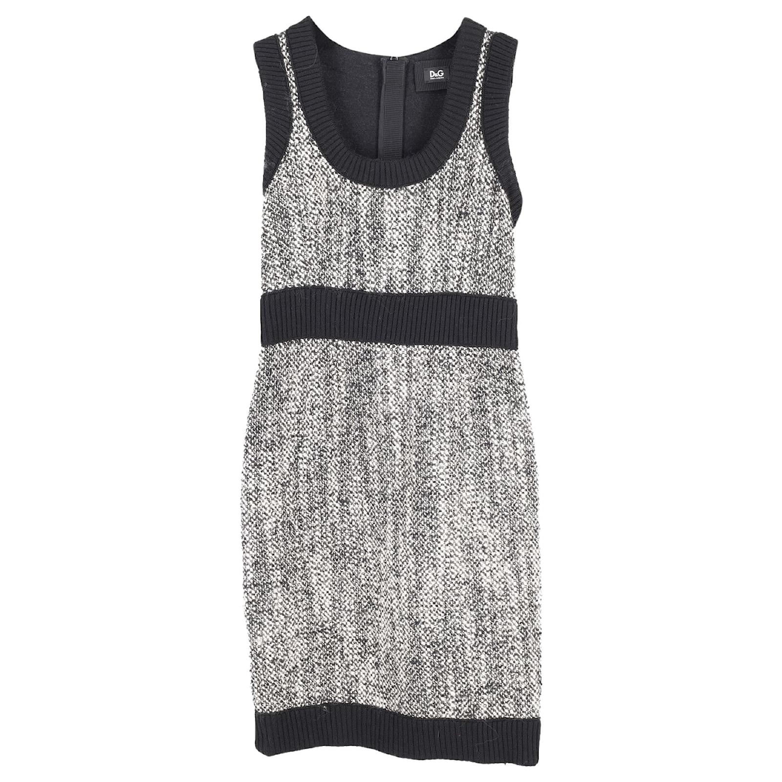 Dolce & Gabbana Tweed Effect Dress in Black Wool ref.755798 Joli Closet