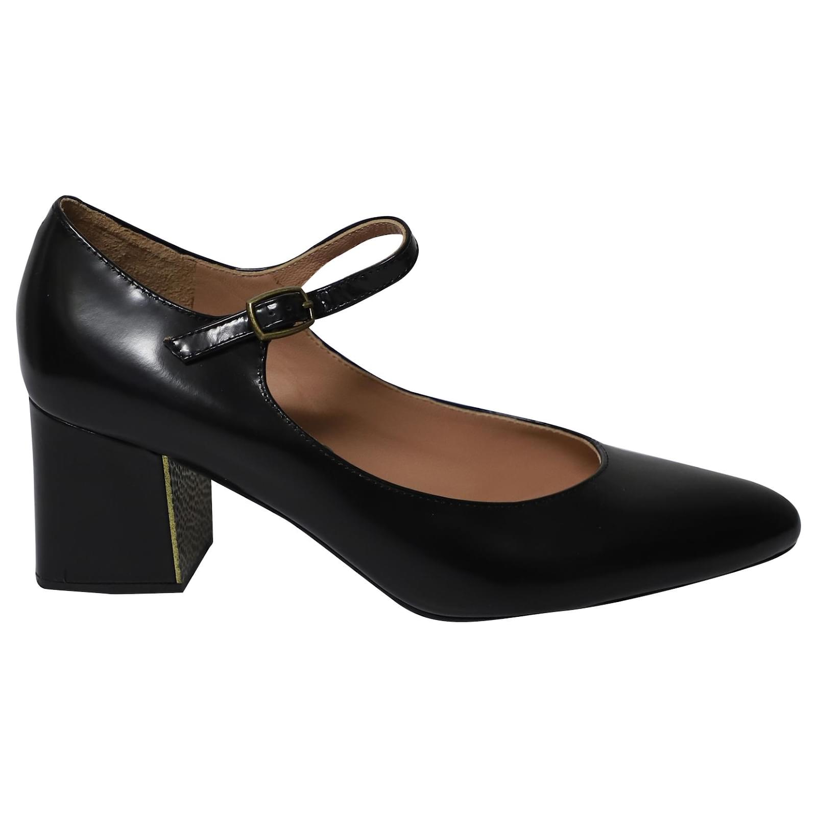 Wide fit patent mary janes with block heel black La Redoute Collections  Plus | La Redoute