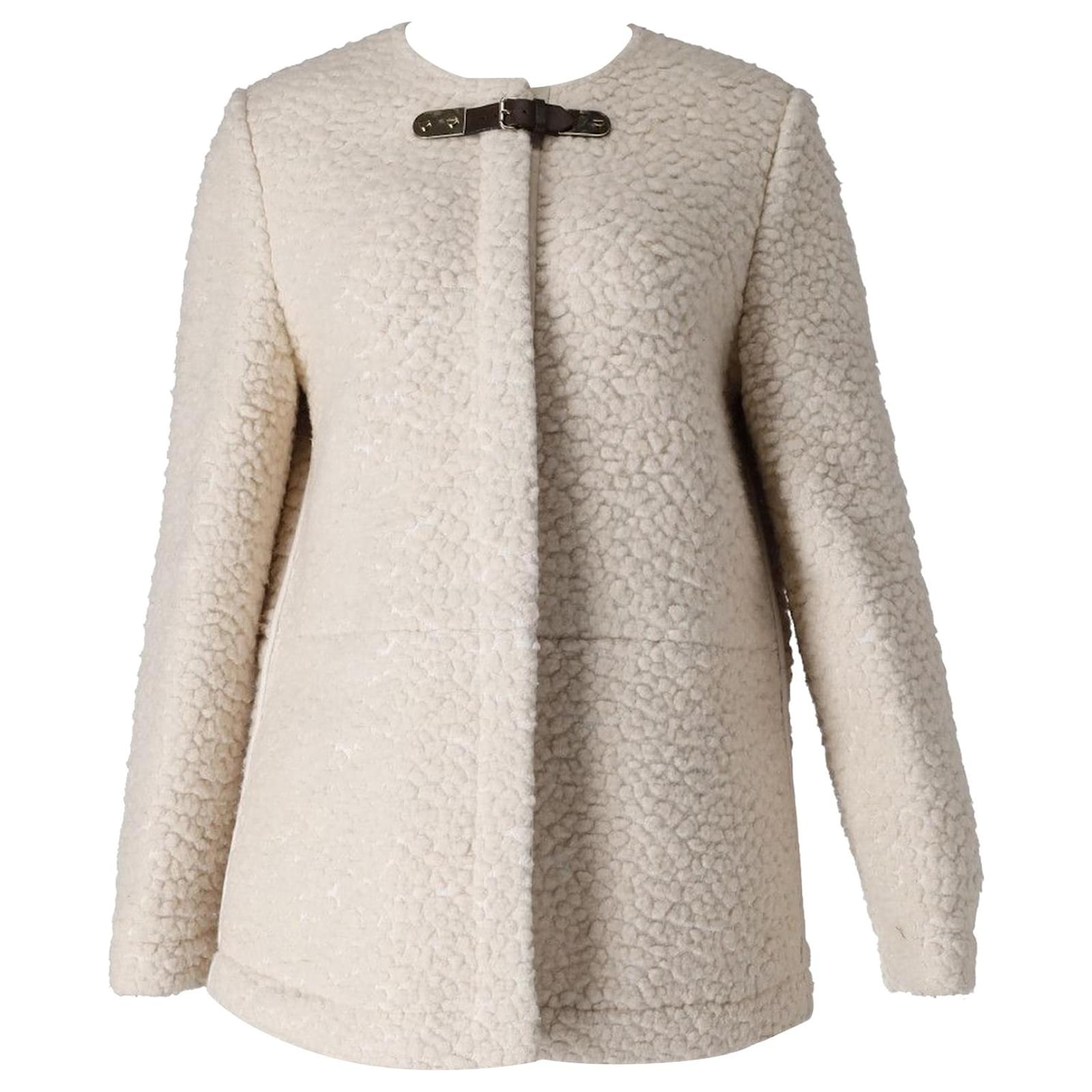 Chloé Chloe Shearling Coat in Cream Wool White ref.755939 - Joli Closet