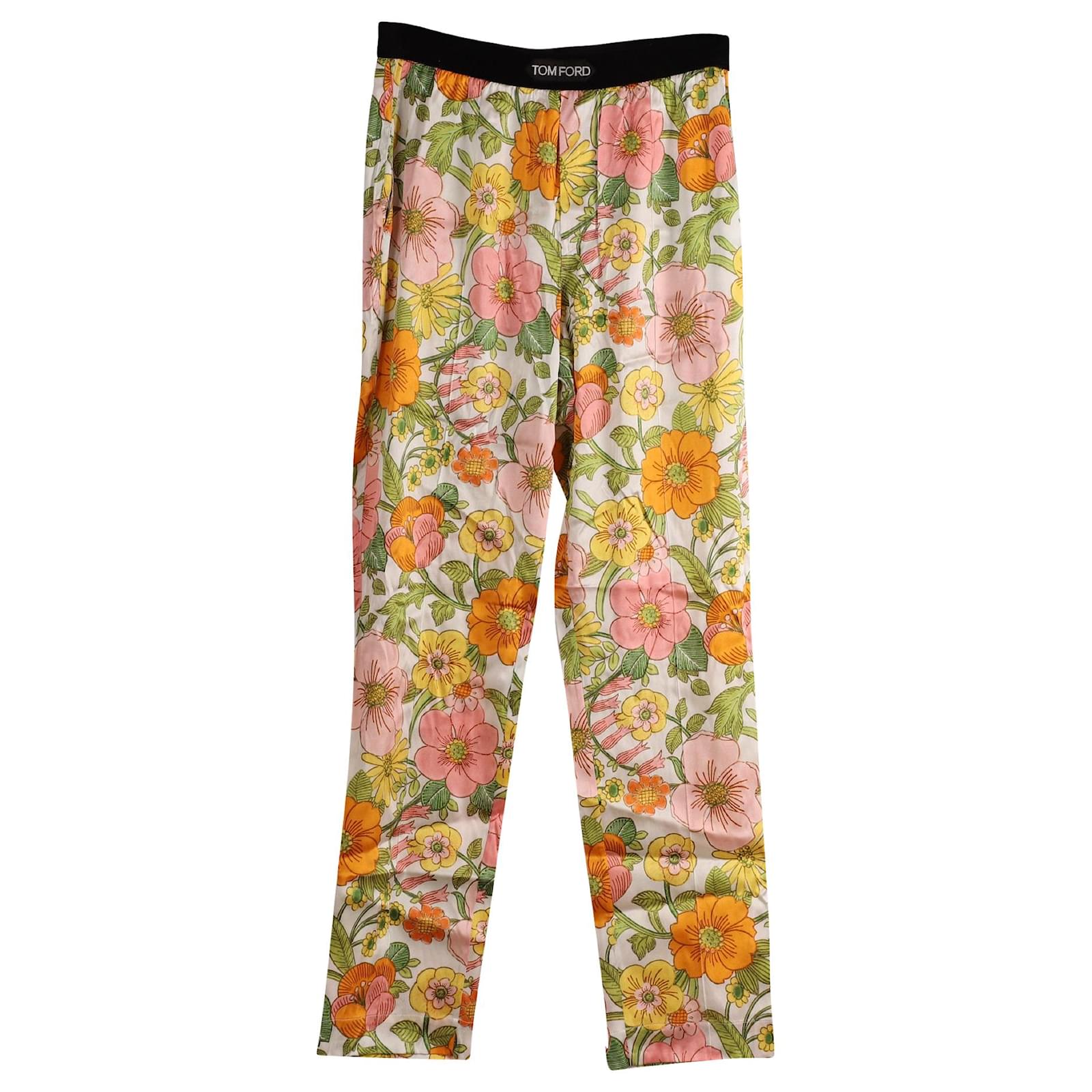 Tom Ford Floral Print Pajama Pants in Multicolor Silk  - Joli  Closet