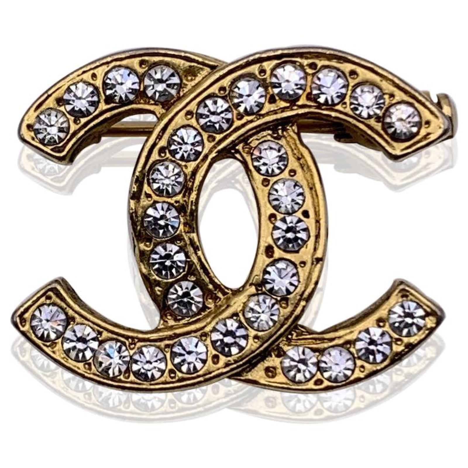 Broche Vintage En Métal Doré Et Porcelaine - Occasion, Bijou Ancien Décoratif