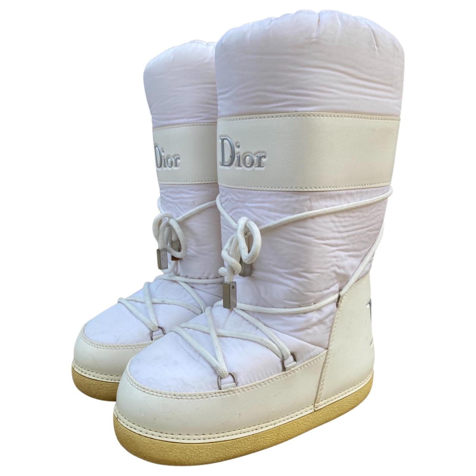 Diorski après-ski boots lined boots White Cream Eggshell Nylon ref