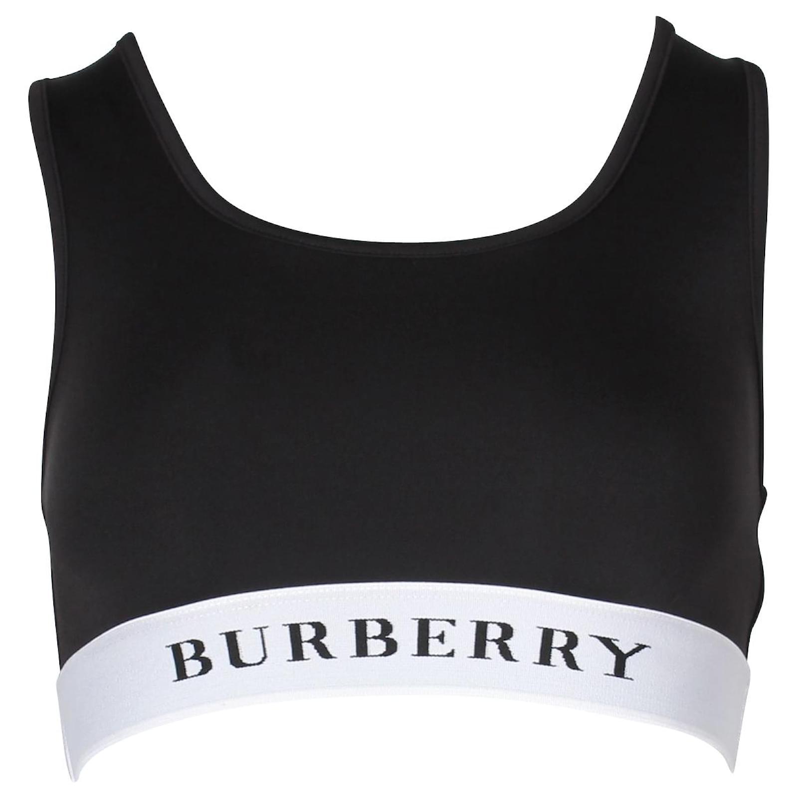 Burberry Logo Crop Top in Black Polyamide  - Joli Closet